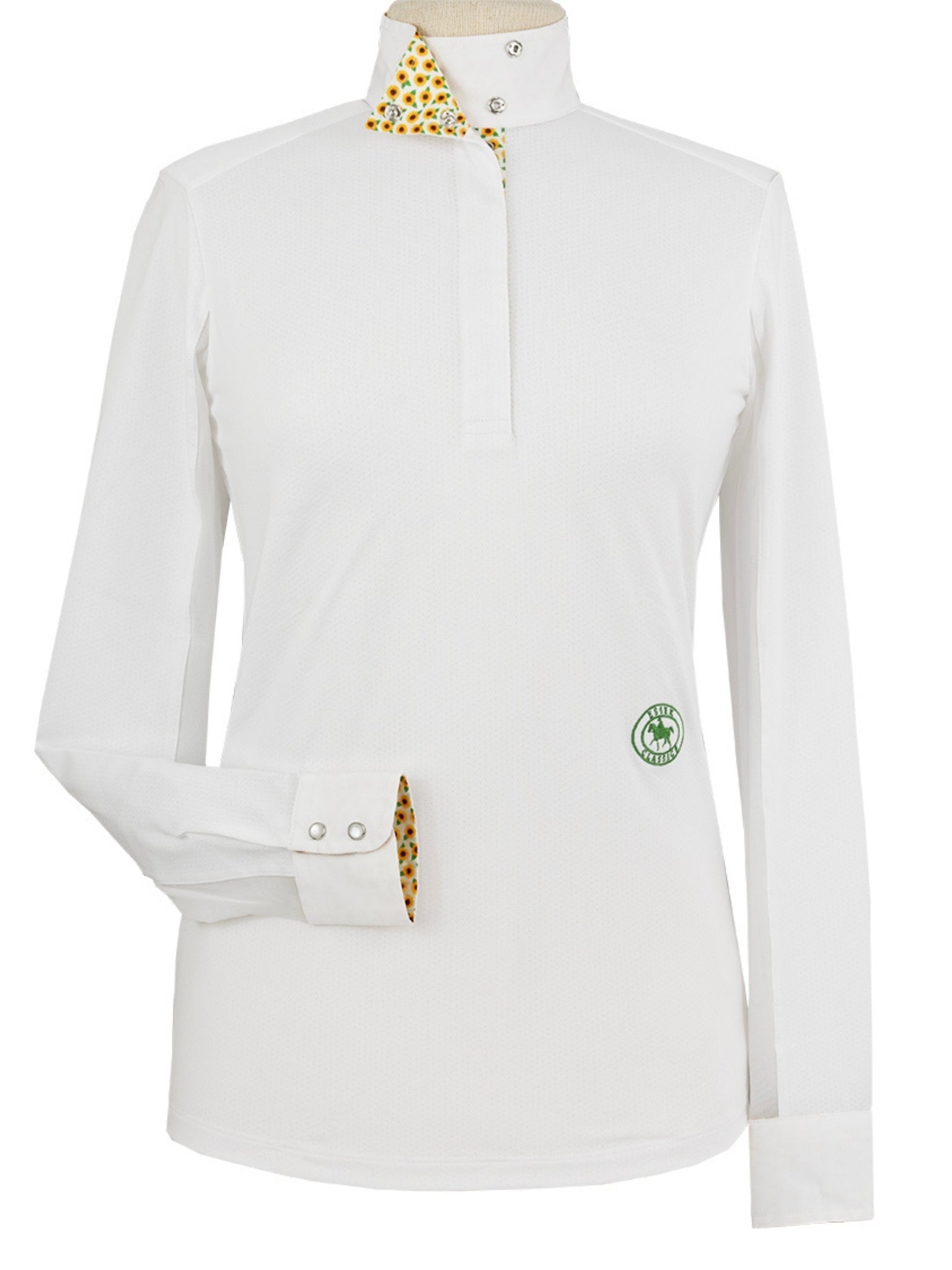 Essex Classics Sunflowers Ladies Talent Yarn Wrap Collar Long Sleeve Show Shirt - Equiluxe Tack