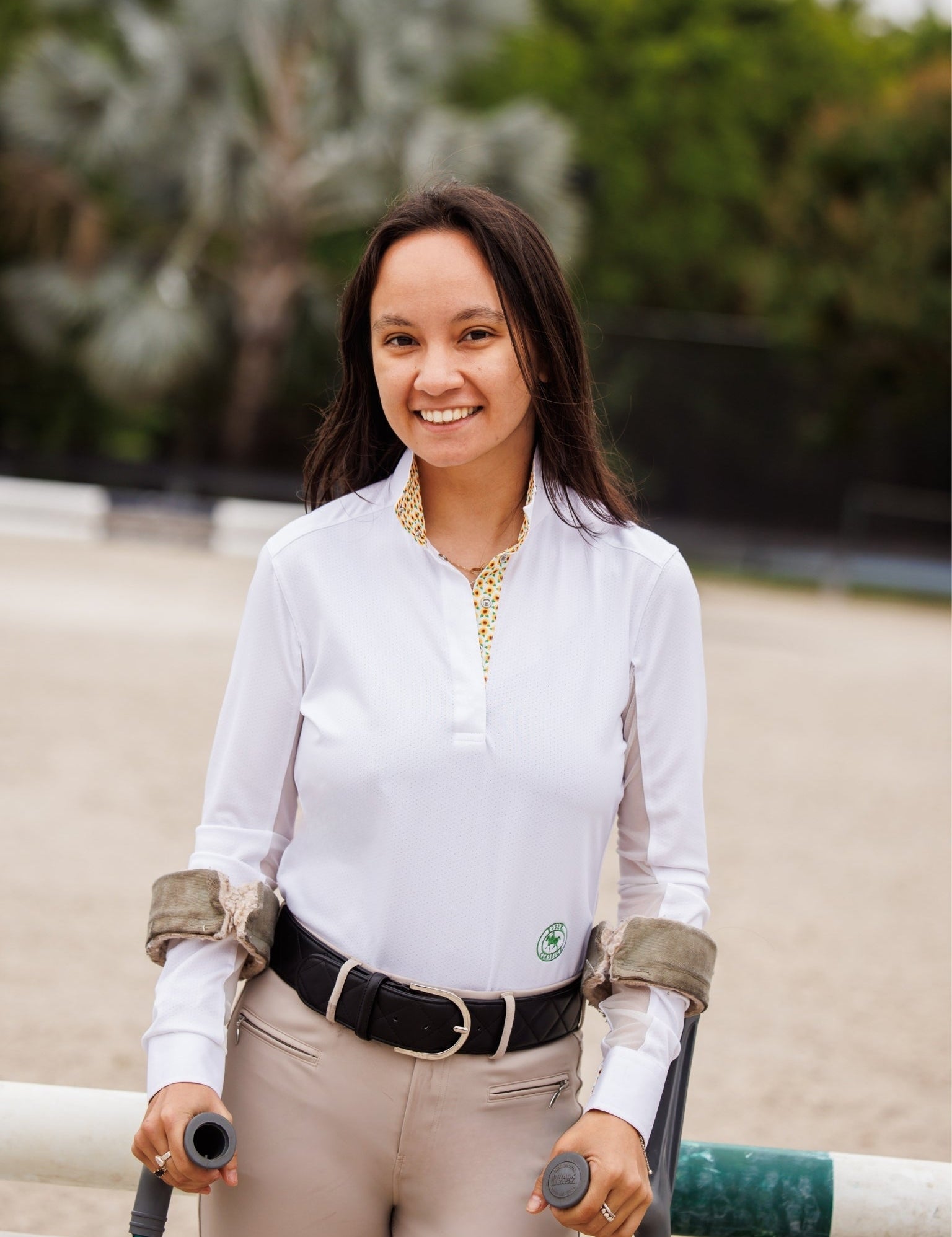 Essex Classics Sunflowers Ladies Talent Yarn Wrap Collar Long Sleeve Show Shirt - Equiluxe Tack