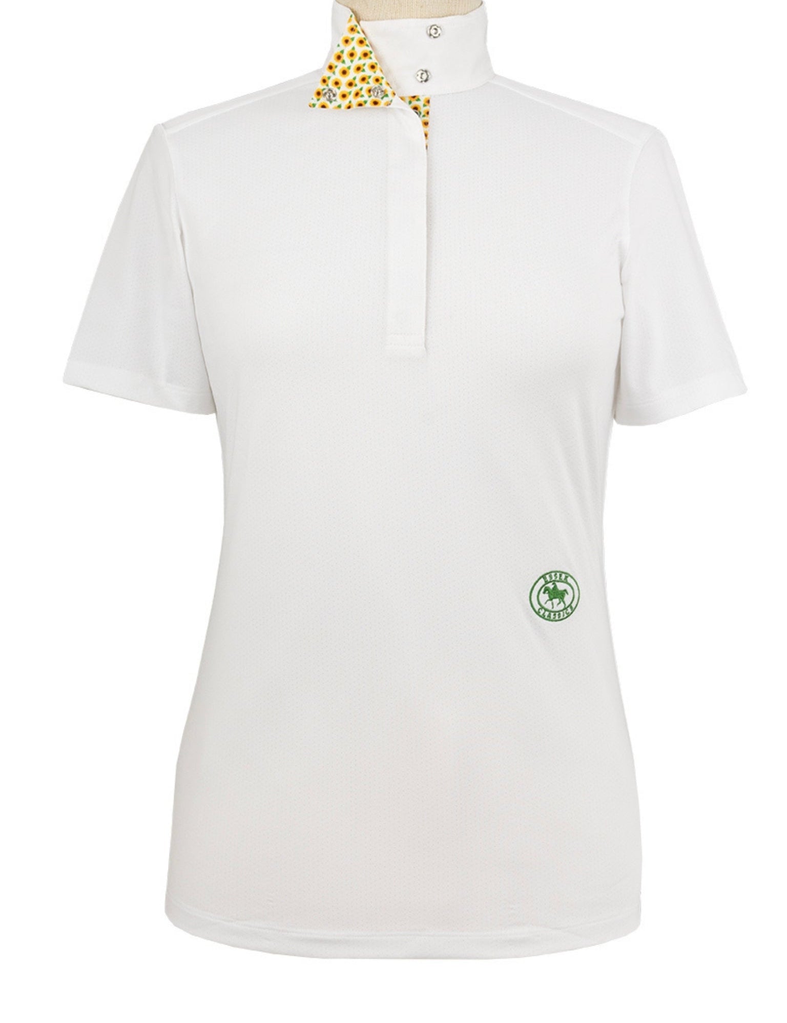 Essex Classics Sunflowers Ladies Talent Yarn Wrap Collar Short Sleeve Show Shirt - Equiluxe Tack