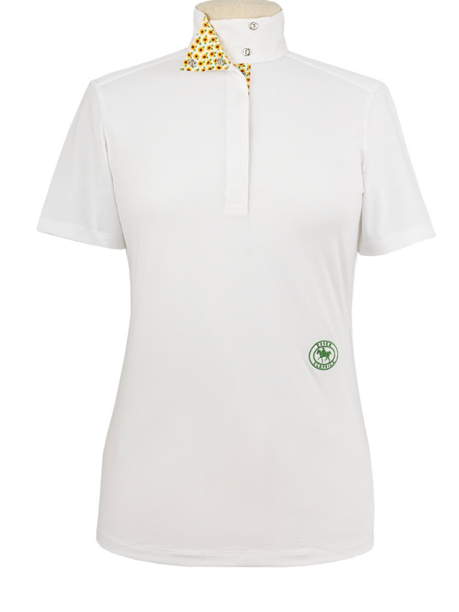 Essex Classics Sunflowers Ladies Talent Yarn Wrap Collar Short Sleeve Show Shirt - Equiluxe Tack