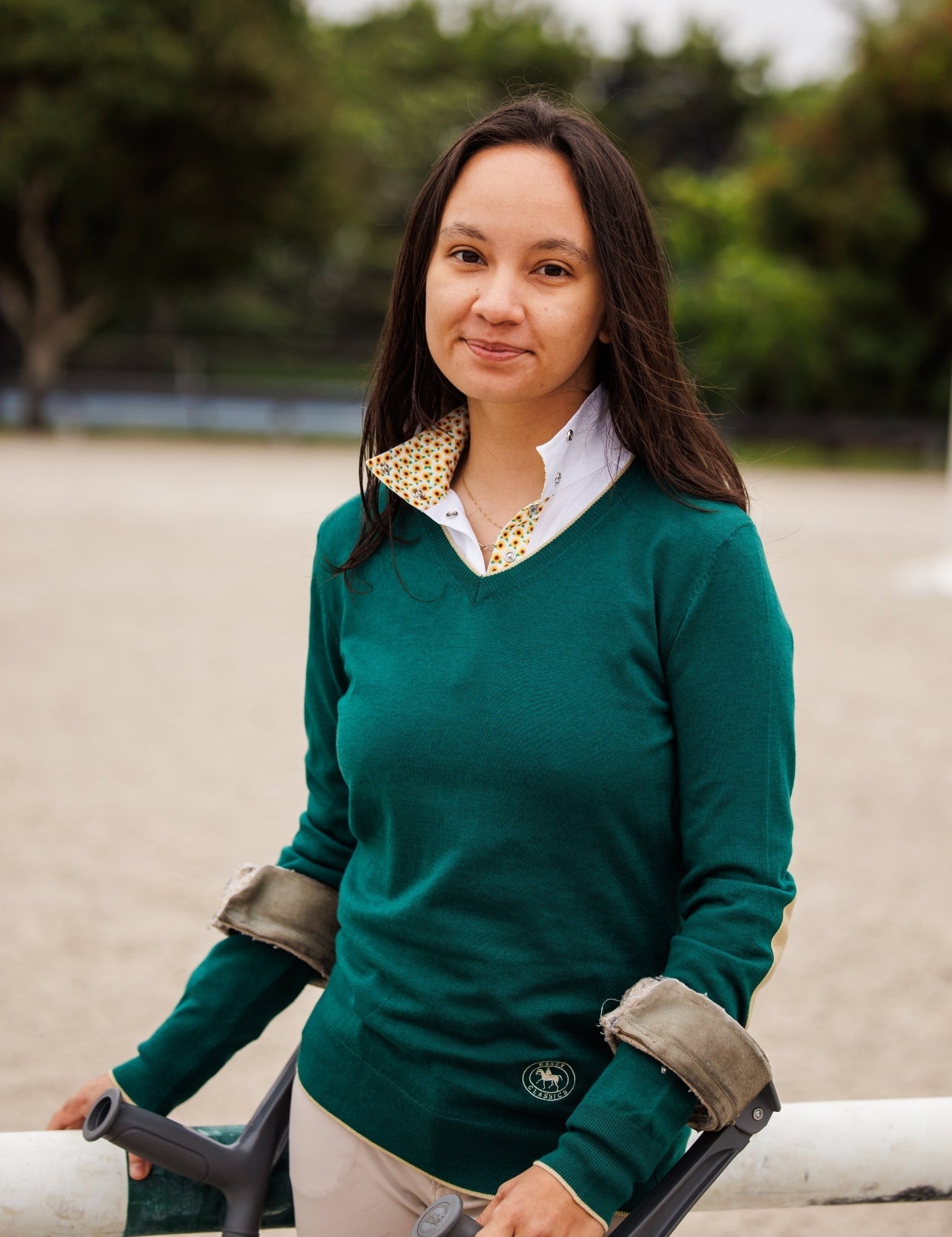 Essex Classics Sunflowers Ladies Talent Yarn Wrap Collar Short Sleeve Show Shirt - Equiluxe Tack