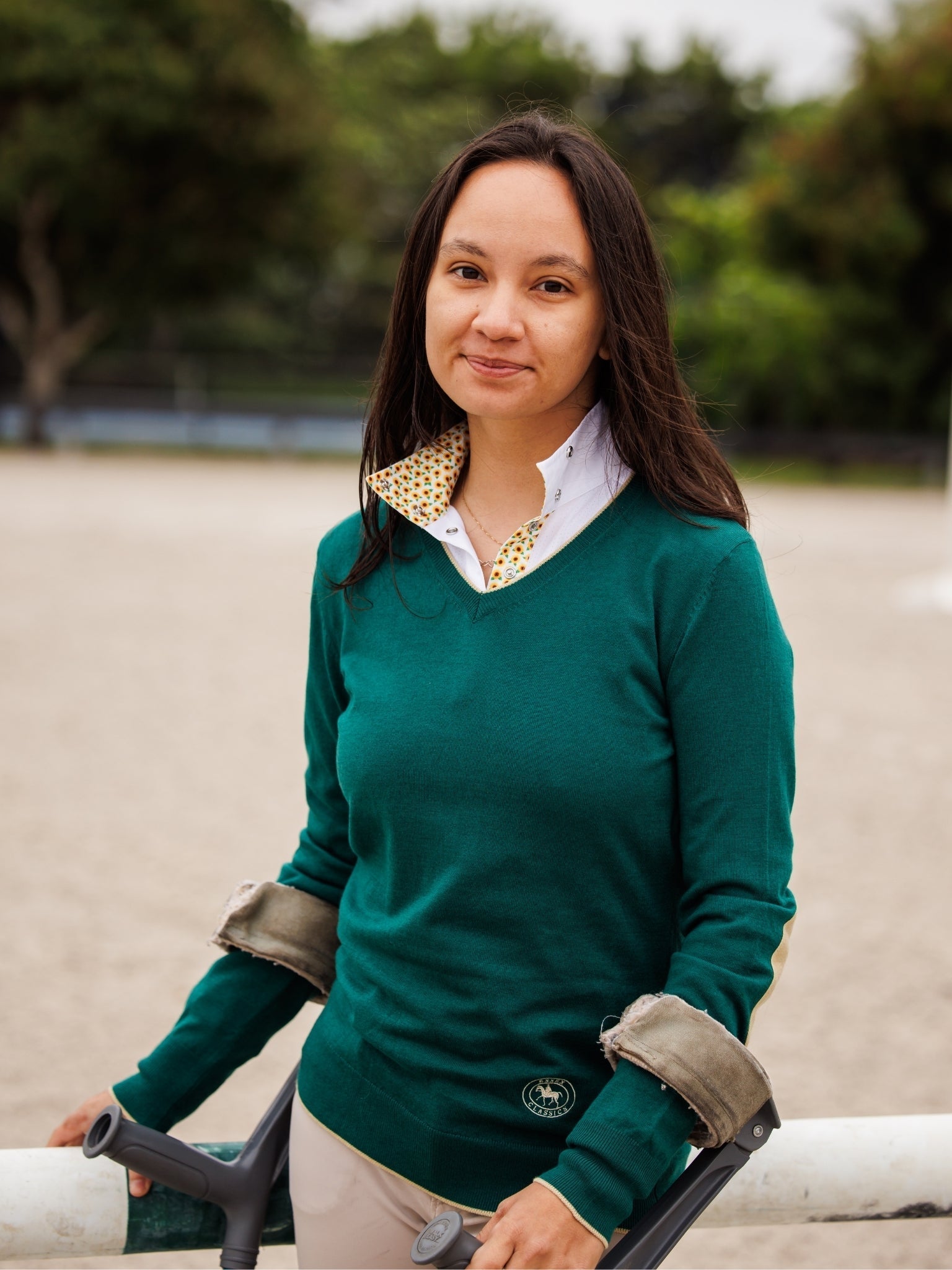 Essex Classics Sunflowers Ladies Talent Yarn Wrap Collar Short Sleeve Show Shirt - Equiluxe Tack