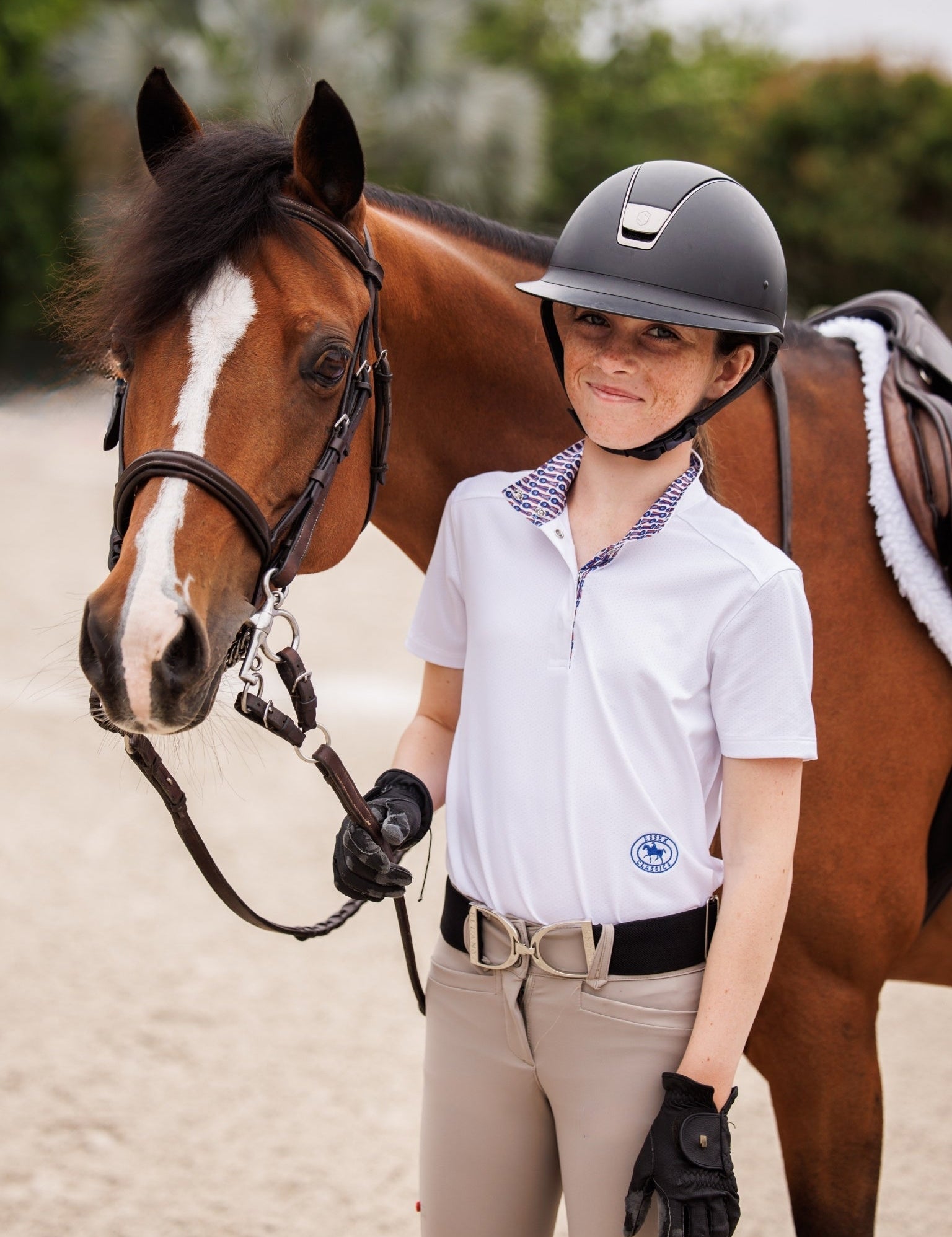 Essex Classics Tricolor Girls Talent Yarn Straight Collar Short Sleeve Show Shirt - Equiluxe Tack