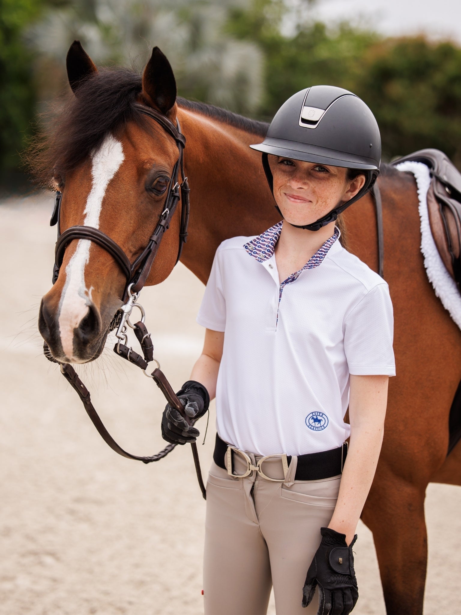 Essex Classics Tricolor Girls Talent Yarn Straight Collar Short Sleeve Show Shirt - Equiluxe Tack