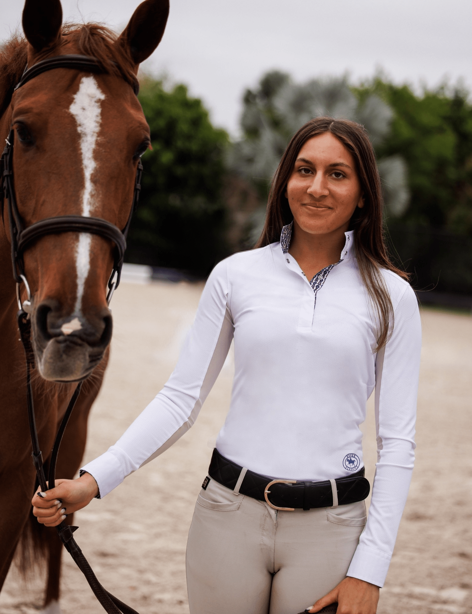 Essex Classics Tricolor Ladies Talent Yarn Straight Collar Long Sleeve Show Shirt - Equiluxe Tack
