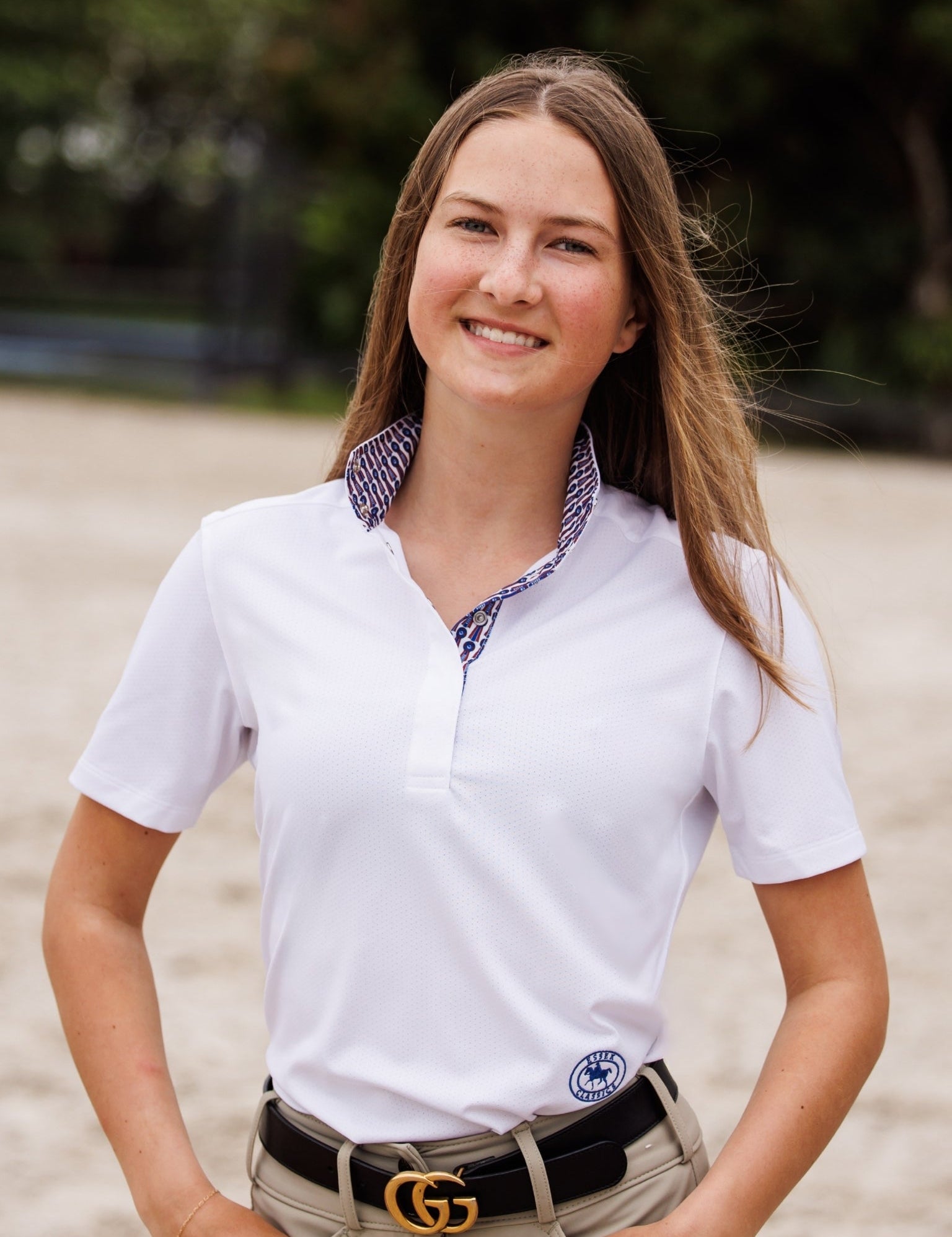 Essex Classics Tricolor Ladies Talent Yarn Straight Collar Short Sleeve Show Shirt - Equiluxe Tack
