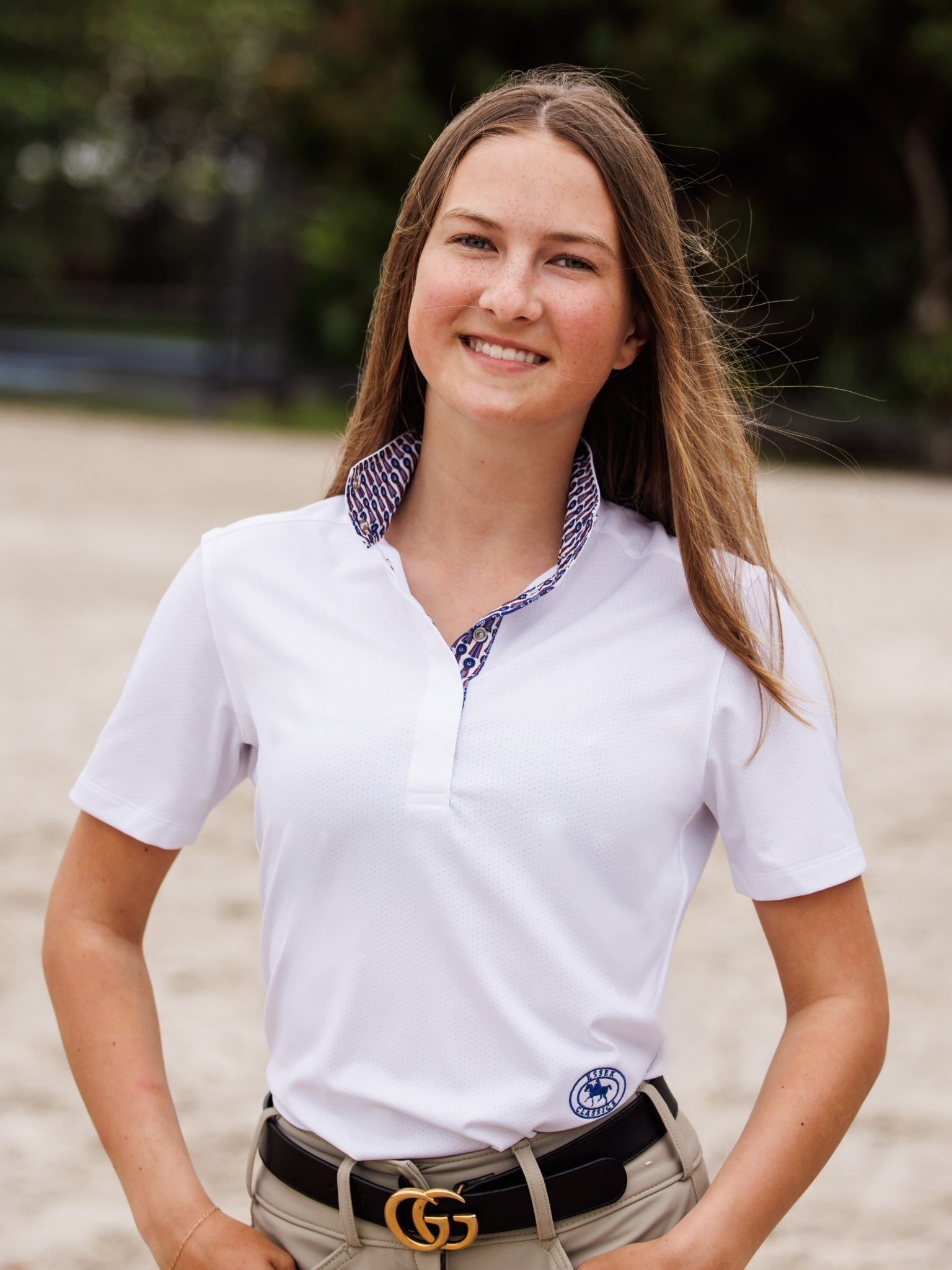 Essex Classics Tricolor Ladies Talent Yarn Straight Collar Short Sleeve Show Shirt - Equiluxe Tack