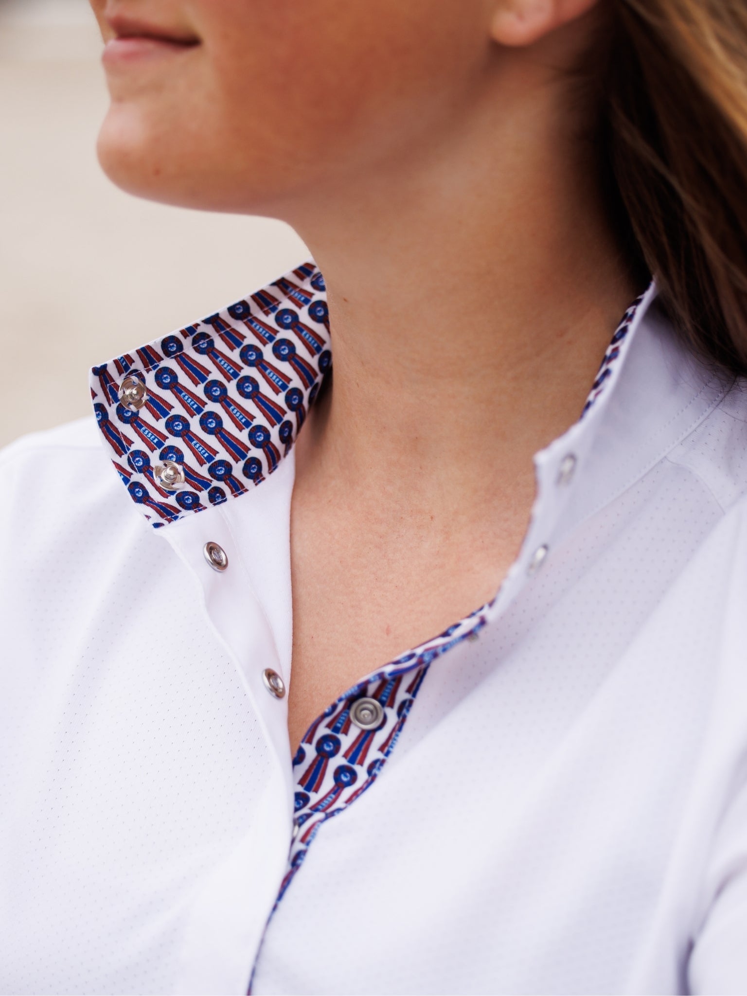 Essex Classics Tricolor Ladies Talent Yarn Straight Collar Short Sleeve Show Shirt - Equiluxe Tack