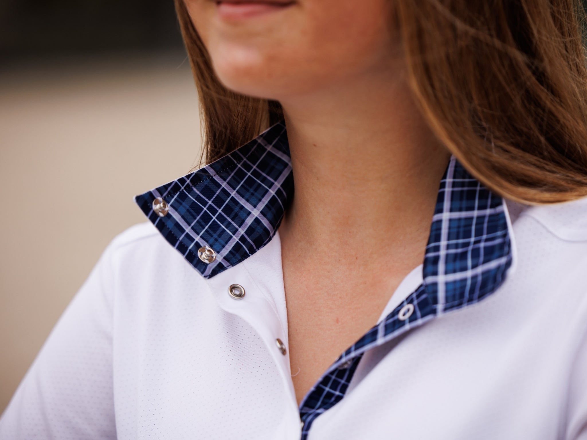Essex Classics Turnout Tartan Ladies Talent Yarn Wrap Collar Long Sleeve Show Shirt - Equiluxe Tack