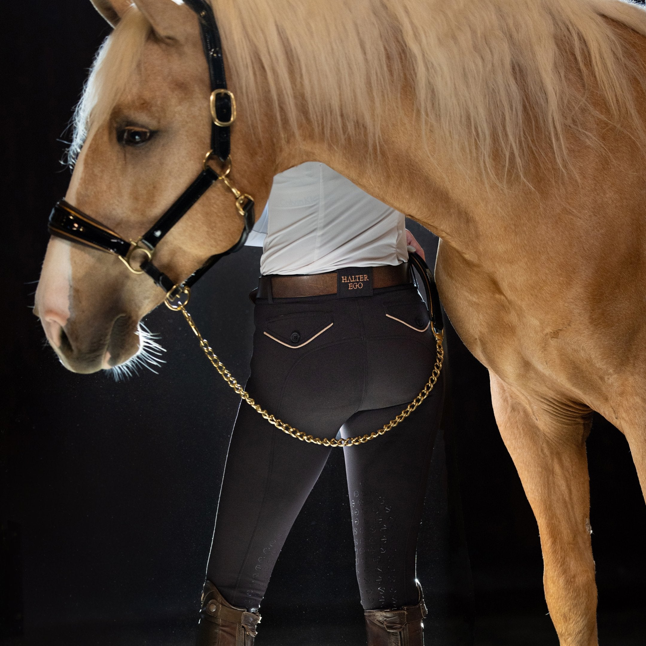 Evolution Knee Patch Breeches - Black with Rose Gold - Halter Ego® - Equiluxe Tack