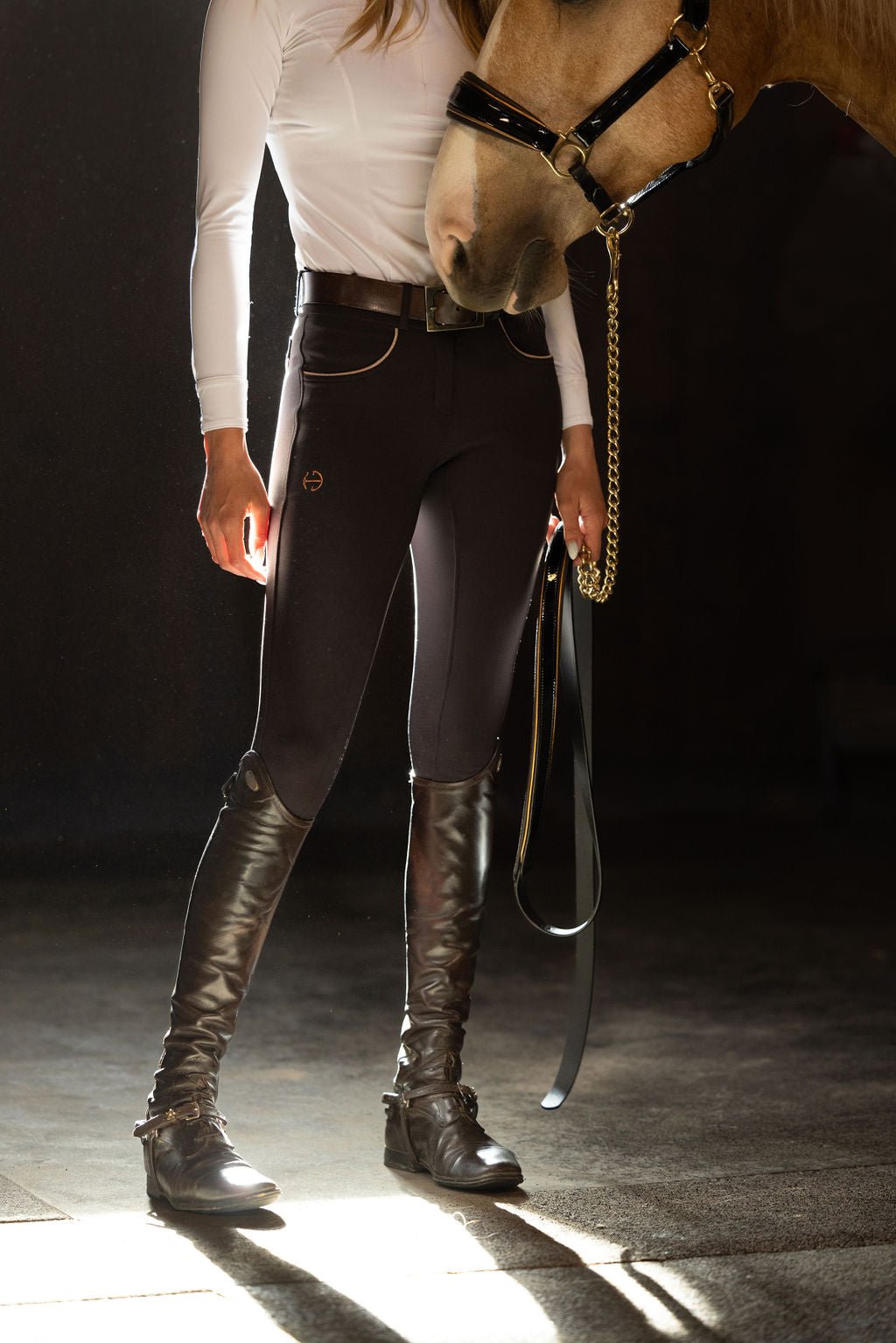 Evolution Knee Patch Breeches - Black with Rose Gold - Halter Ego® - Equiluxe Tack