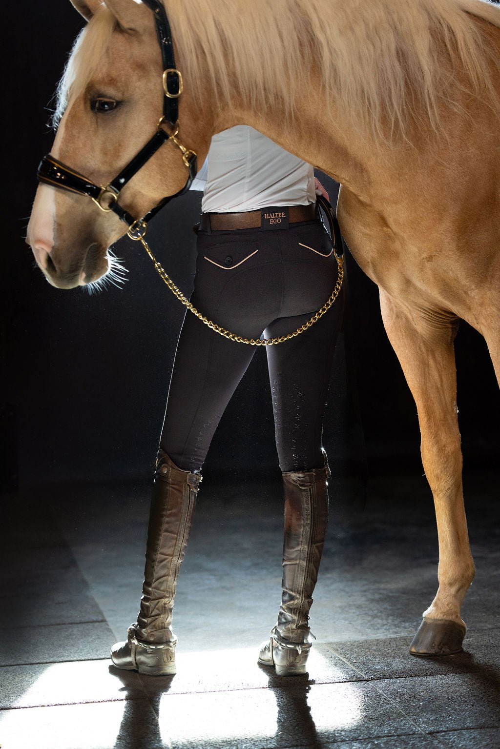 Evolution Knee Patch Breeches - Black with Rose Gold - Halter Ego® - Equiluxe Tack