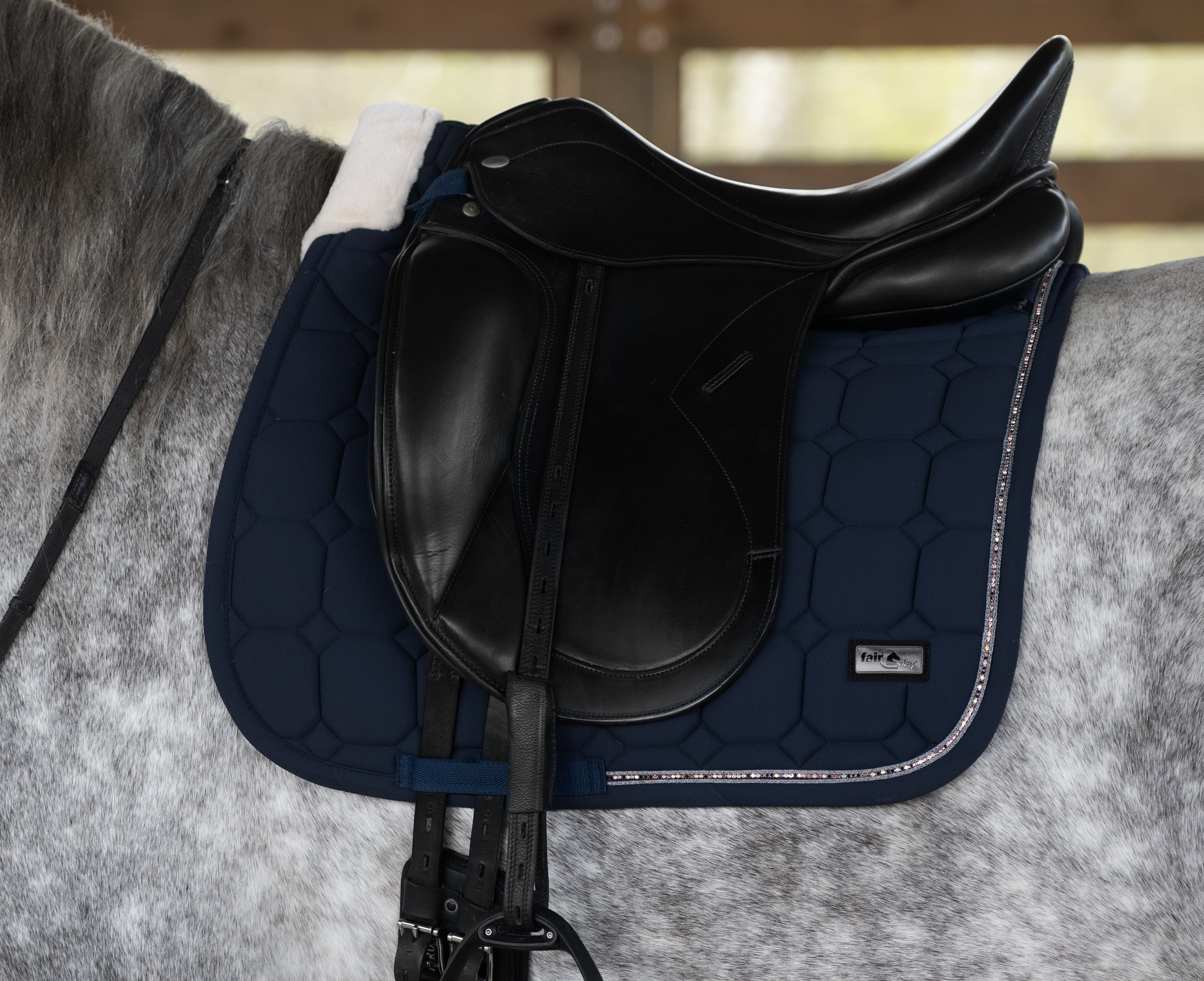 Fair Play "Ammolite" Navy Built - In Half Pad Saddle Pad - Fair Play - Equiluxe Tack