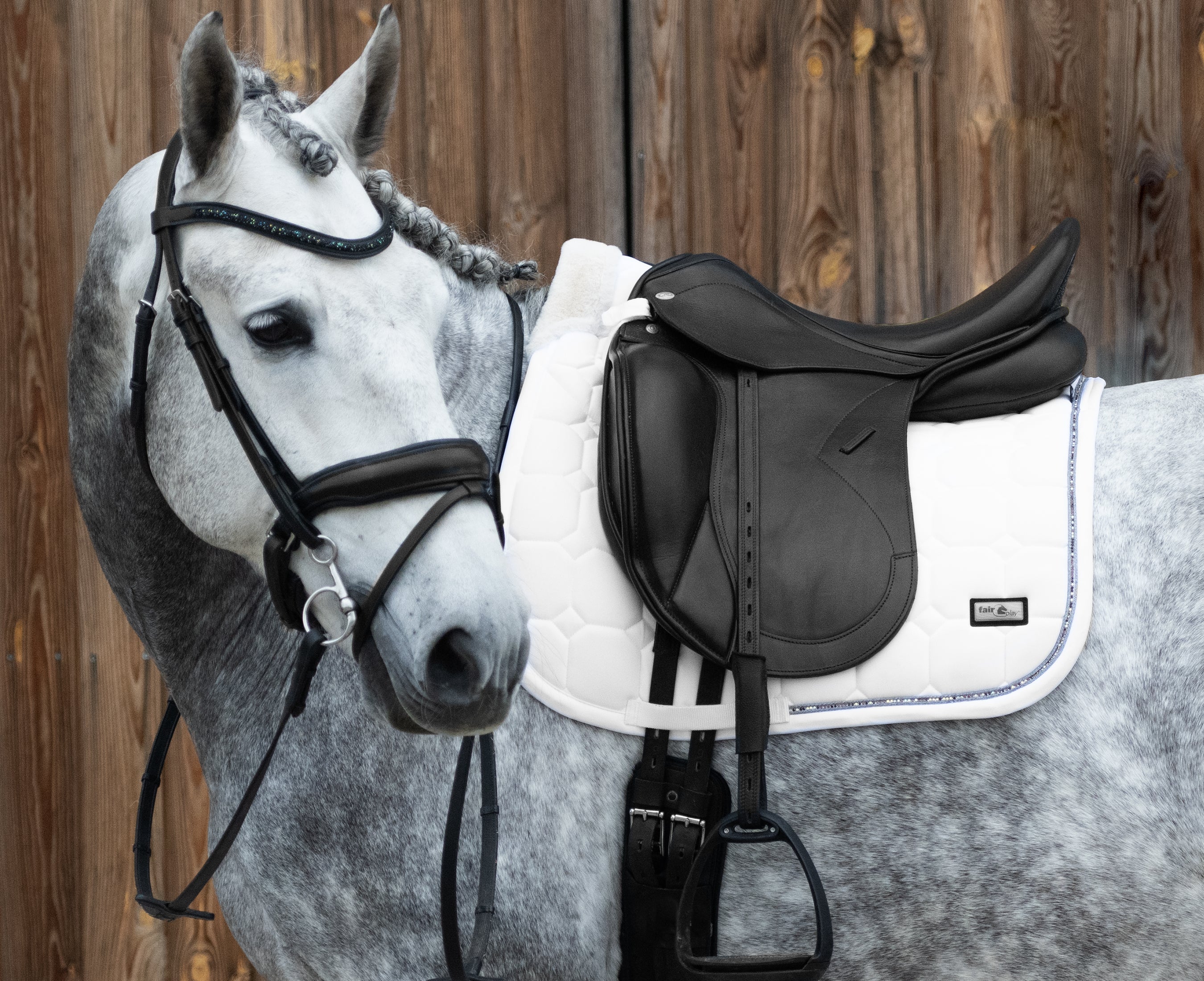 Fair Play "Ammolite" White Built - In Half Pad Saddle Pad - Fair Play - Equiluxe Tack