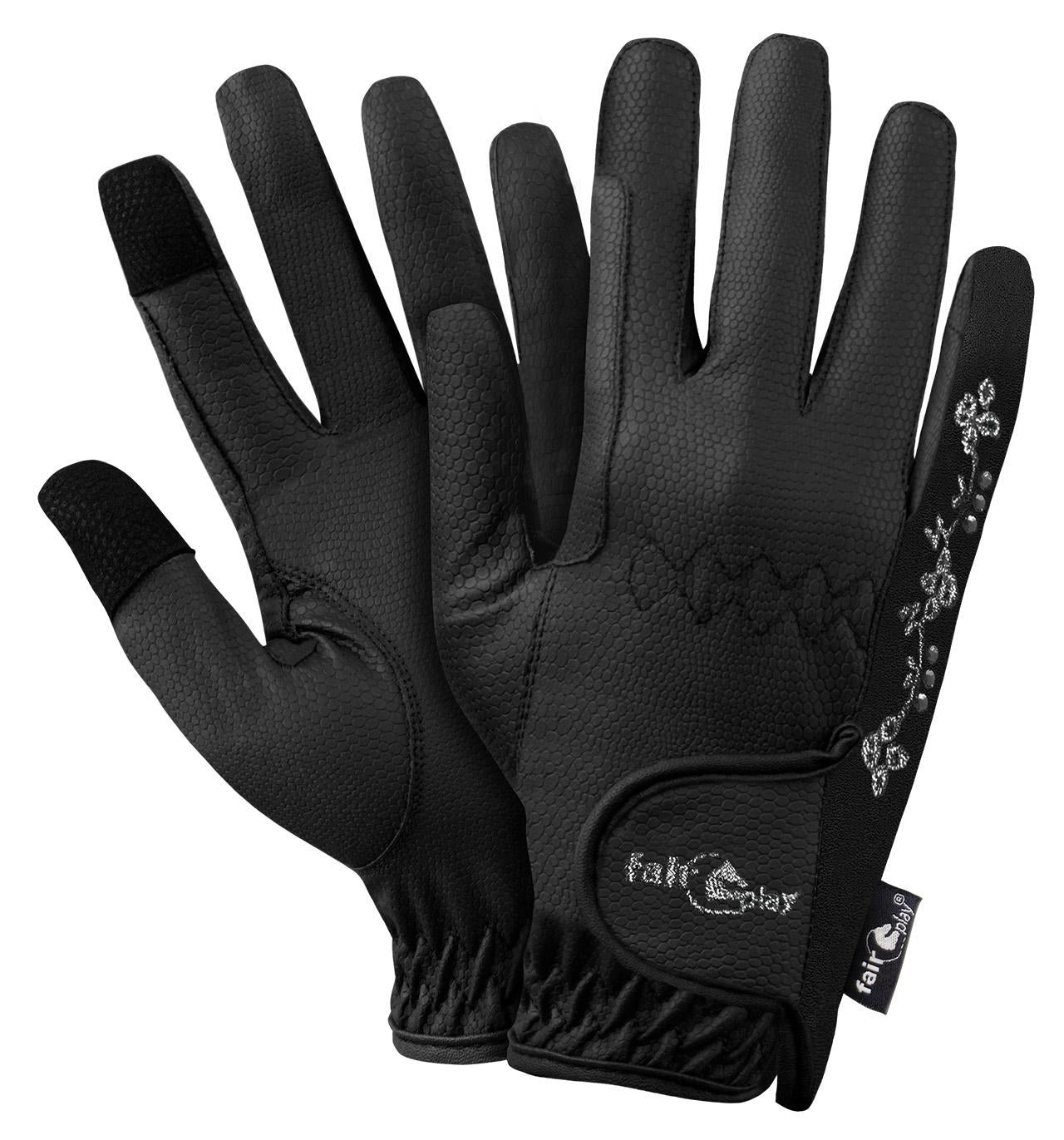 Fair Play "Asti Fleur" Leather & Crystal Riding Gloves - Fair Play - Equiluxe Tack