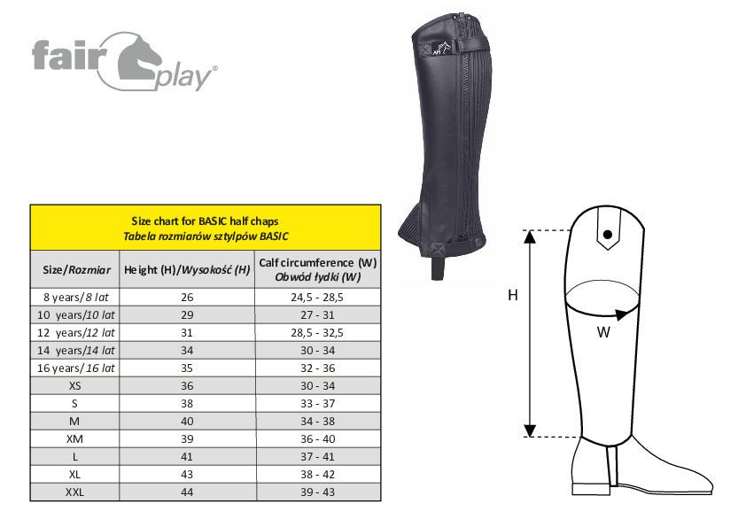 Fair Play "Basic" Synthetic Leather Half Chaps - Fair Play - Equiluxe Tack