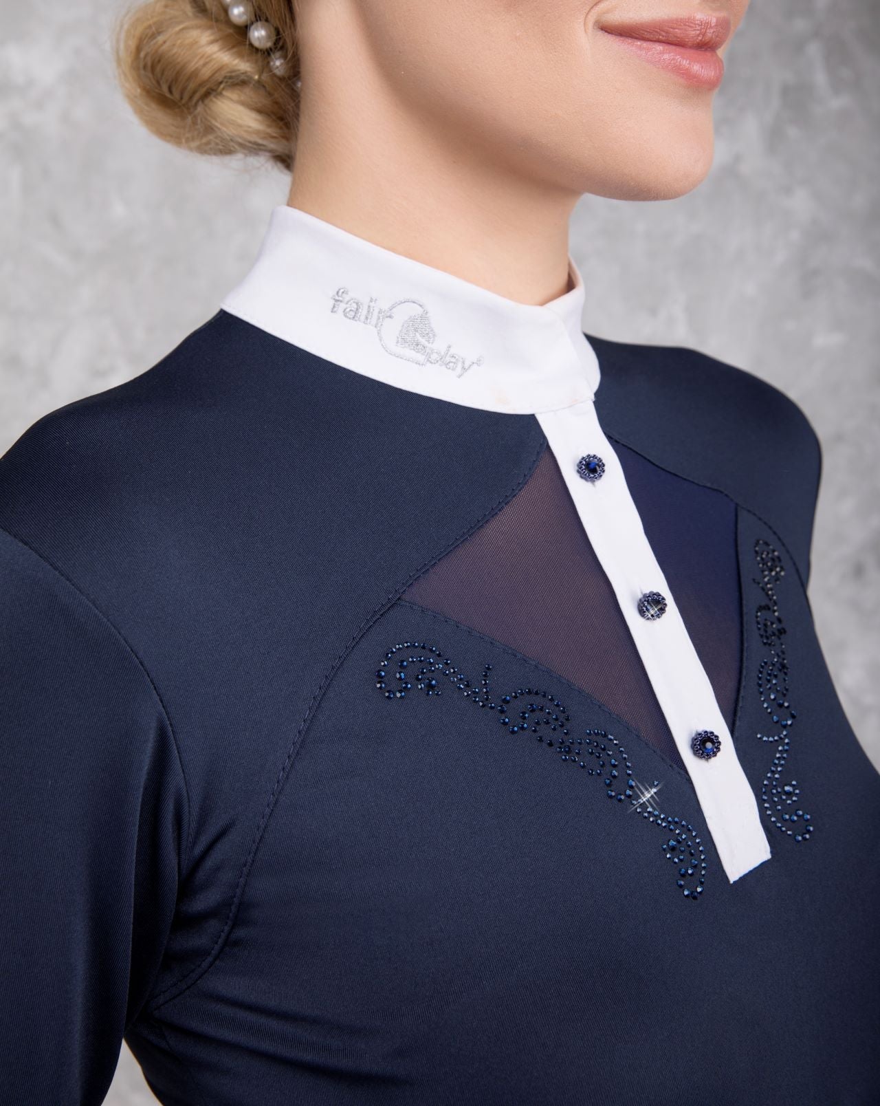 Fair Play "Cathrine" Long Sleeve Mesh & Crystal Show Shirt - Fair Play - Equiluxe Tack