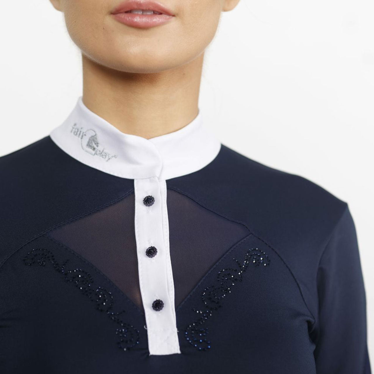 Fair Play "Cathrine" Long Sleeve Mesh & Crystal Show Shirt - Fair Play - Equiluxe Tack