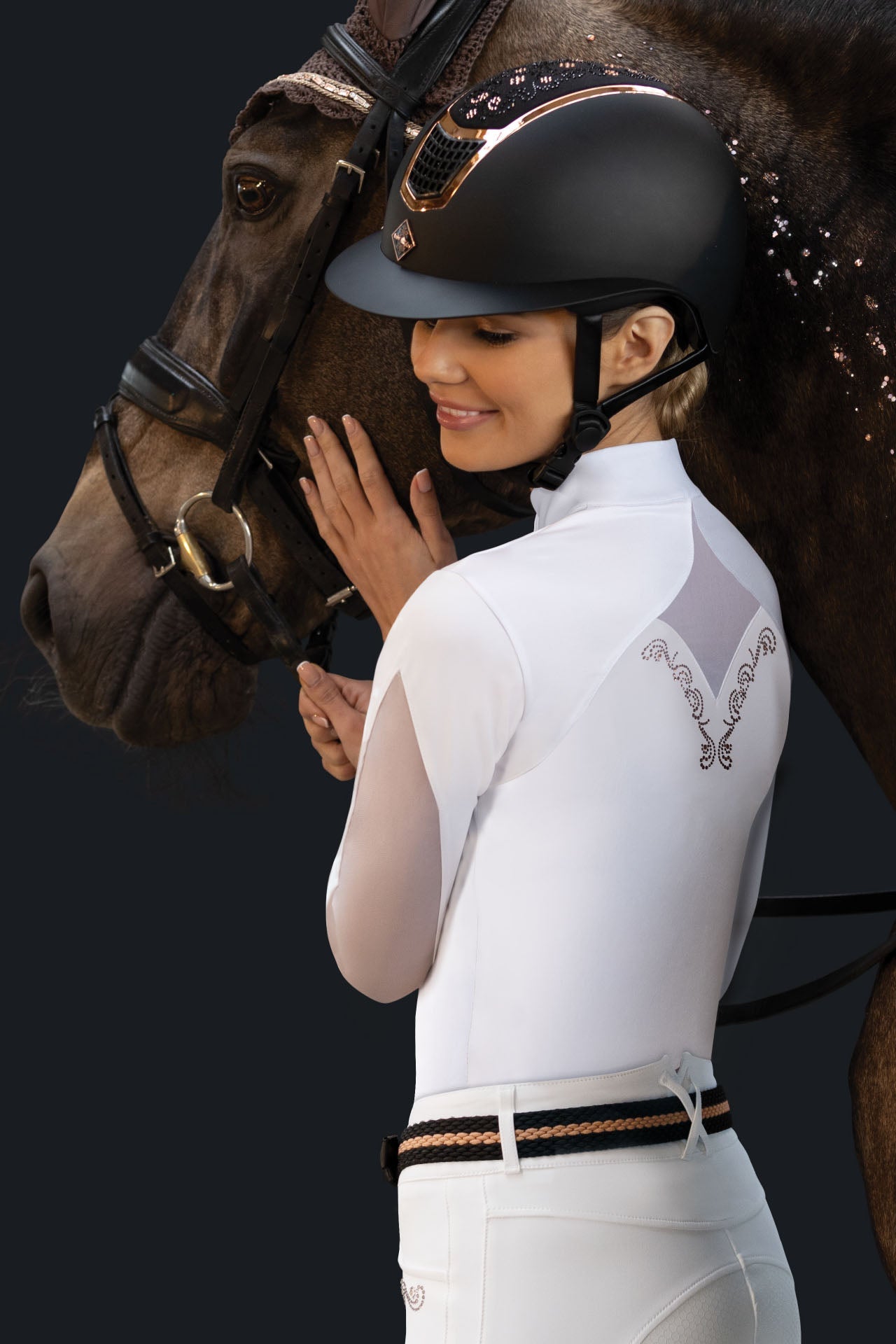 Fair Play "Cathrine" Rose Gold & Mesh Show Shirt - Fair Play - Equiluxe Tack