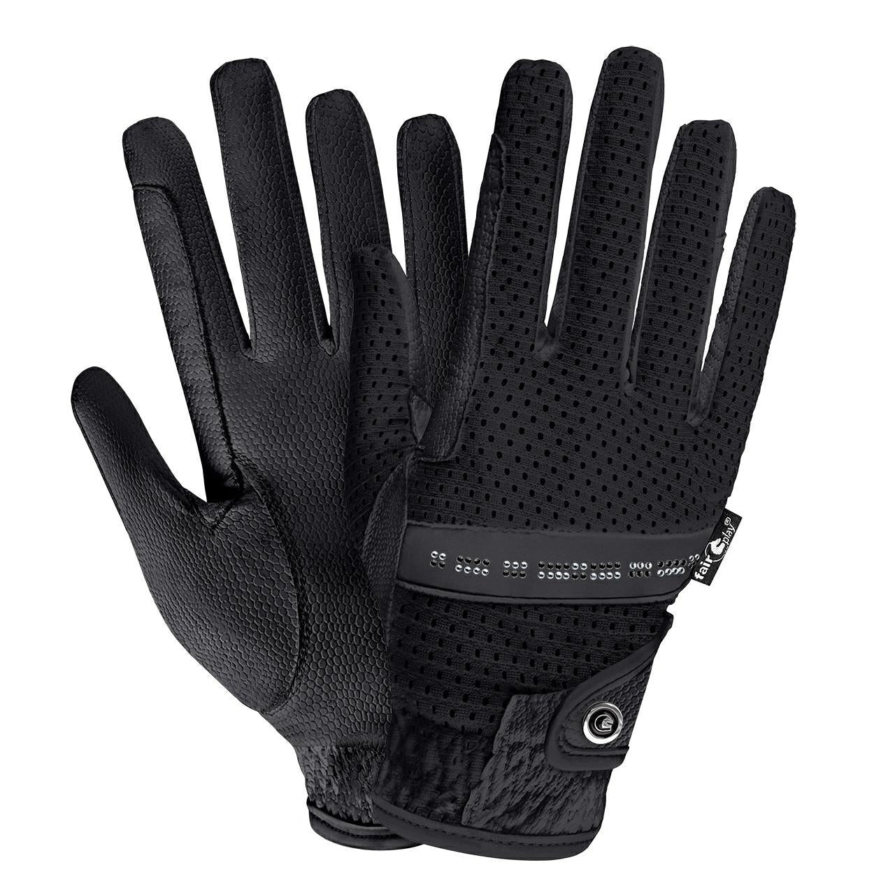 Fair Play "Flash" Mesh & Leather Crystal Gloves - Fair Play - Equiluxe Tack