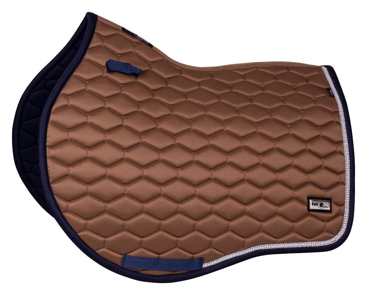 Fair Play "Hexagon Pearl" Taupe & Navy Saddle Pad - Jump & Dressage - Fair Play - Equiluxe Tack