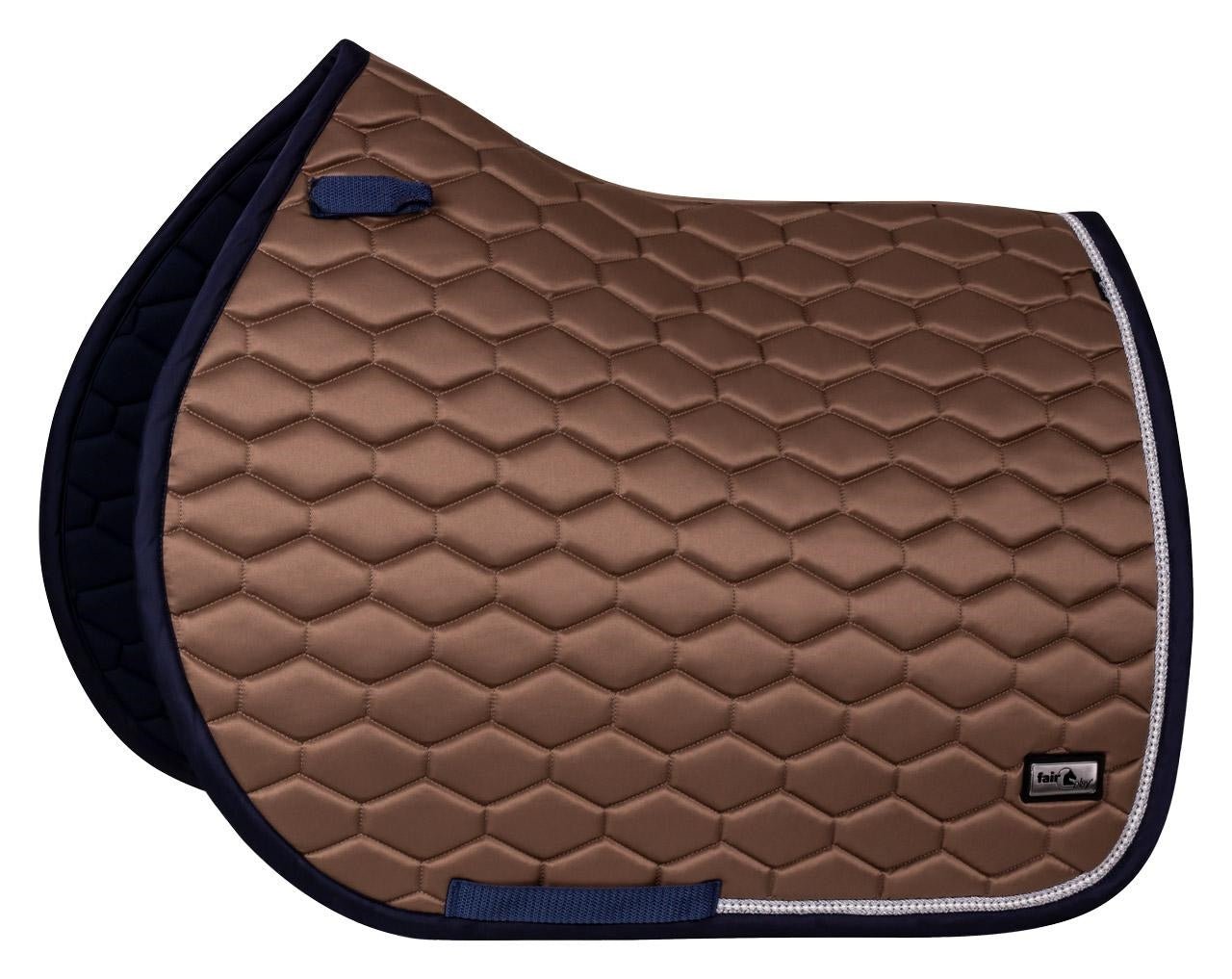 Fair Play "Hexagon Pearl" Taupe & Navy Saddle Pad - Jump & Dressage - Fair Play - Equiluxe Tack