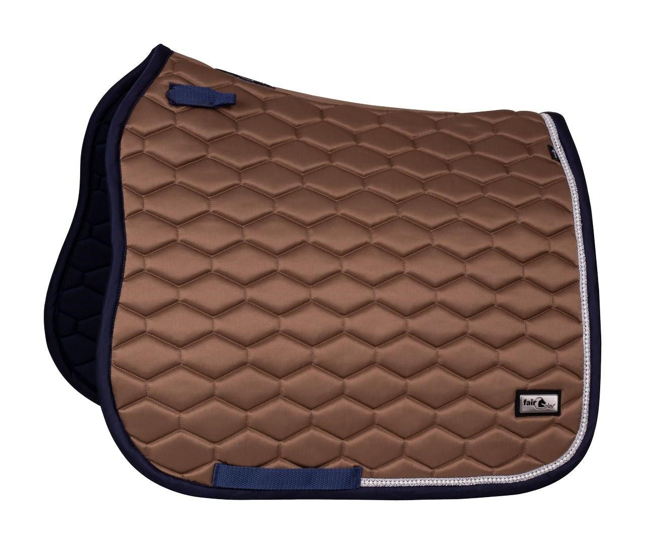 Fair Play "Hexagon Pearl" Taupe & Navy Saddle Pad - Jump & Dressage - Fair Play - Equiluxe Tack