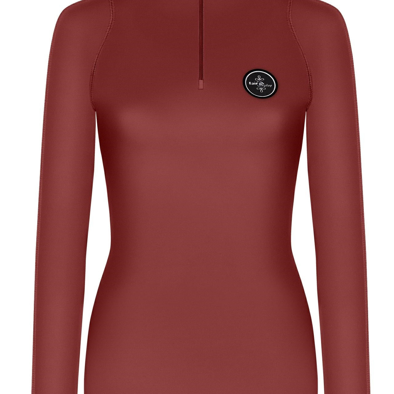 Fair Play "Jade" Terra Red Mock Turtleneck Riding Shirt - Fair Play - Equiluxe Tack