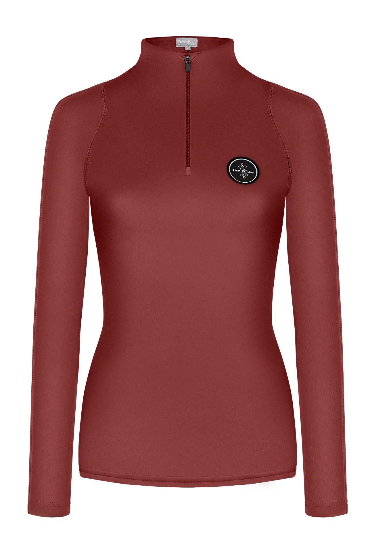 Fair Play "Jade" Terra Red Mock Turtleneck Riding Shirt - Fair Play - Equiluxe Tack