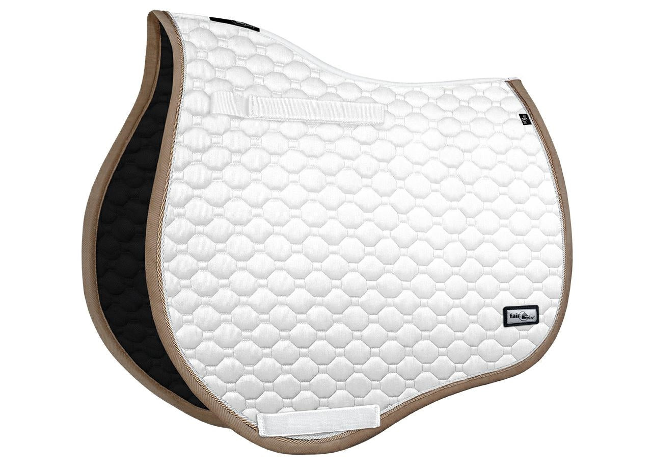 Fair Play "Onyx" White & Taupe Close Contact Saddle Pad - Fair Play - Equiluxe Tack