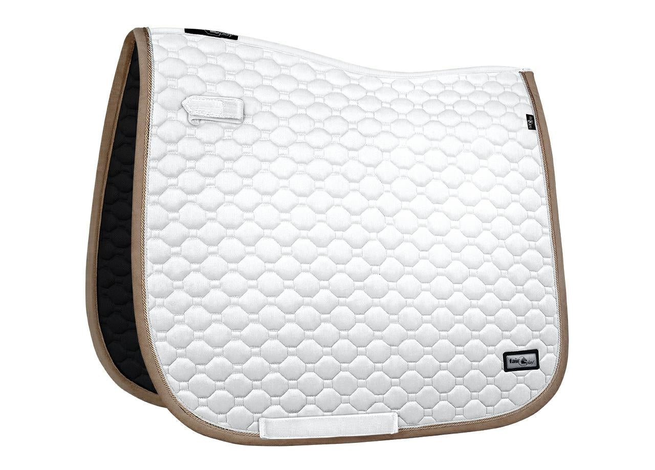 Fair Play "Onyx" White & Taupe Dressage Saddle Pad - Fair Play - Equiluxe Tack