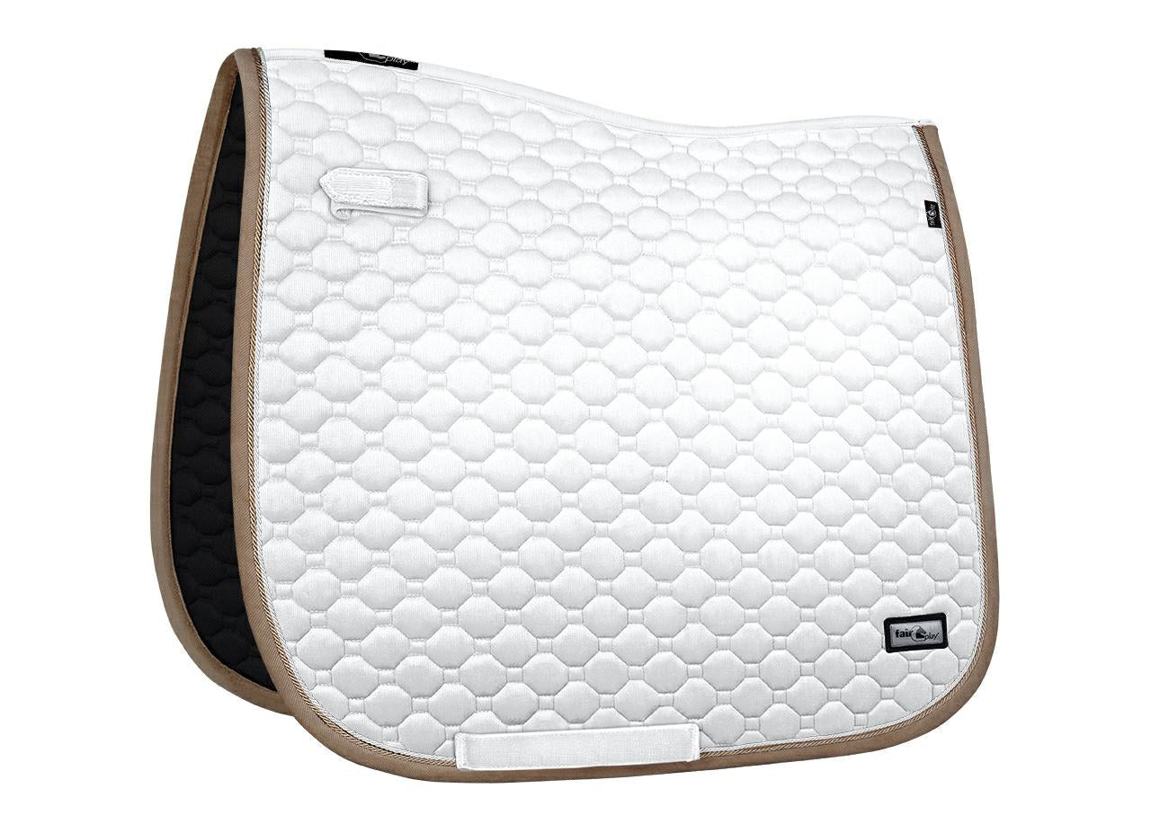 Fair Play "Onyx" White & Taupe Dressage Saddle Pad - Fair Play - Equiluxe Tack