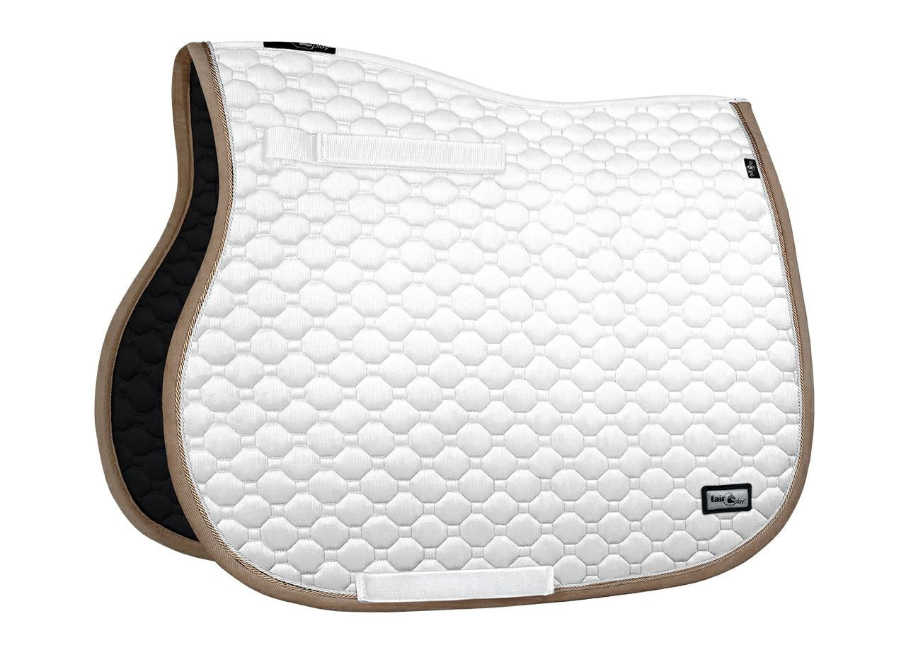 Fair Play "Onyx" White & Taupe Jump Saddle Pad - Fair Play - Equiluxe Tack