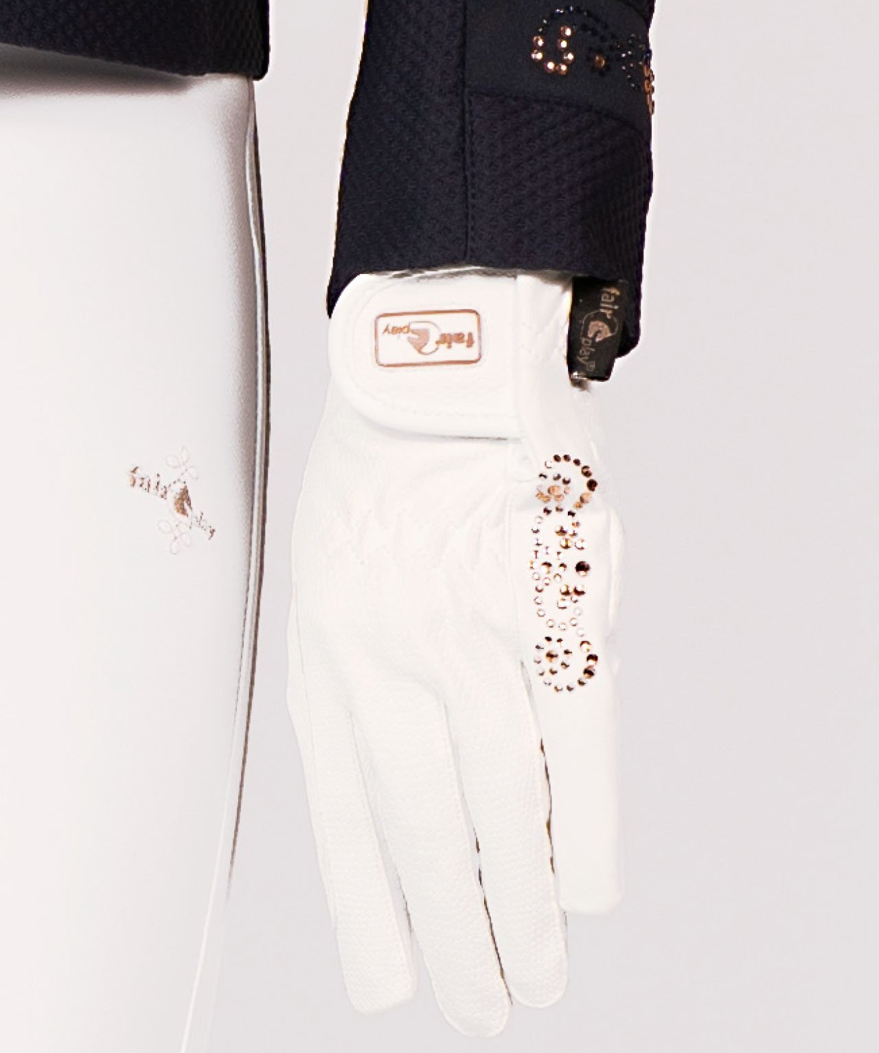 Fair Play "Pammy" Leather Riding Gloves - Rose Gold Crystals - Fair Play - Equiluxe Tack