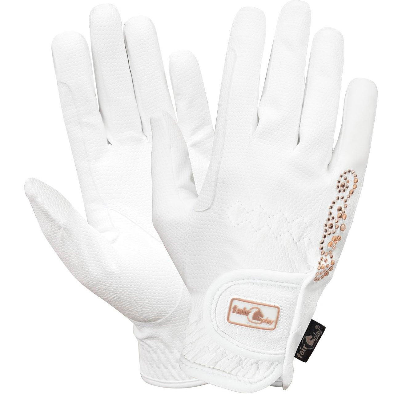 Fair Play "Pammy" Leather Riding Gloves - Rose Gold Crystals - Fair Play - Equiluxe Tack