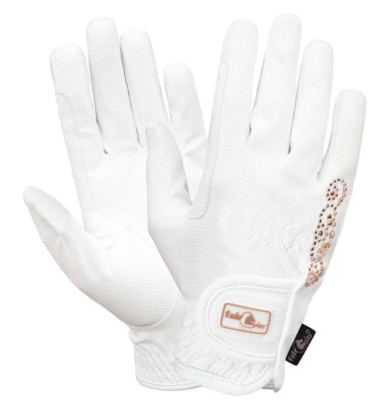 Fair Play "Pammy" Leather Riding Gloves - Rose Gold Crystals - Fair Play - Equiluxe Tack