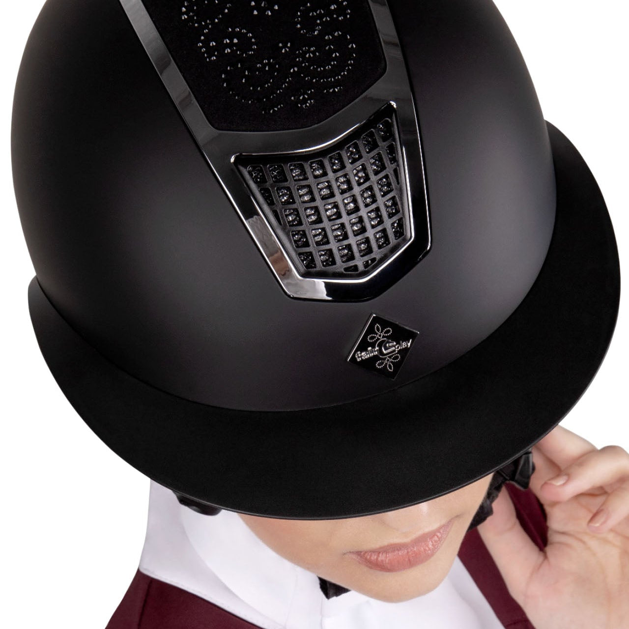 Fair Play "Quantinum Chic" Crystal Top Wide Brim Riding Helmet - Fair Play - Equiluxe Tack