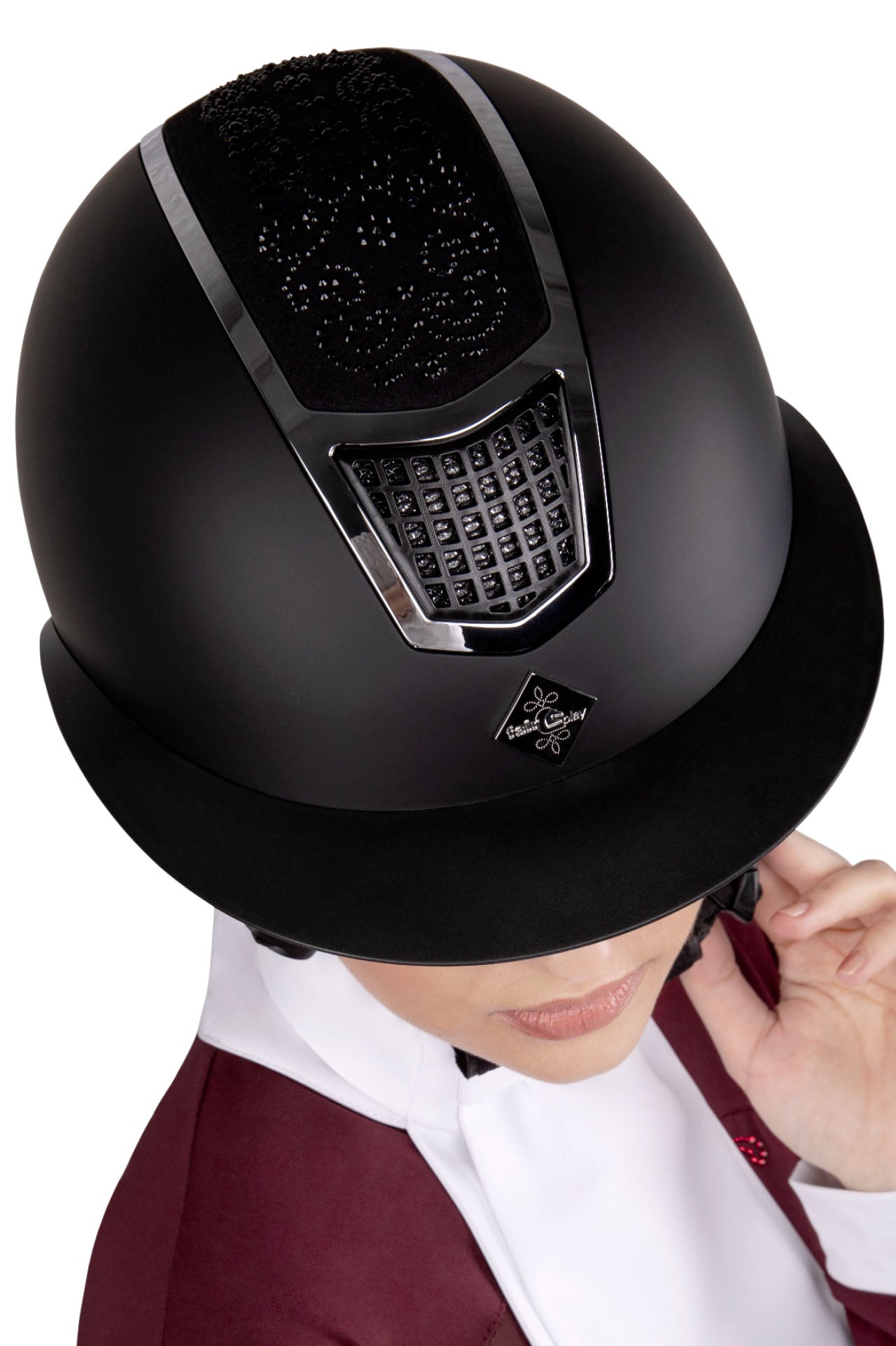 Fair Play "Quantinum Chic" Crystal Top Wide Brim Riding Helmet - Fair Play - Equiluxe Tack