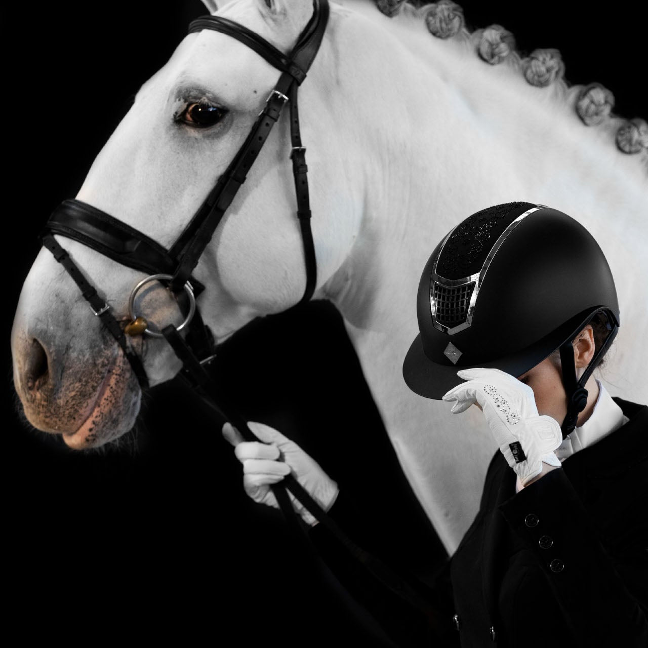 Fair Play "Quantinum Chic" Crystal Top Wide Brim Riding Helmet - Fair Play - Equiluxe Tack