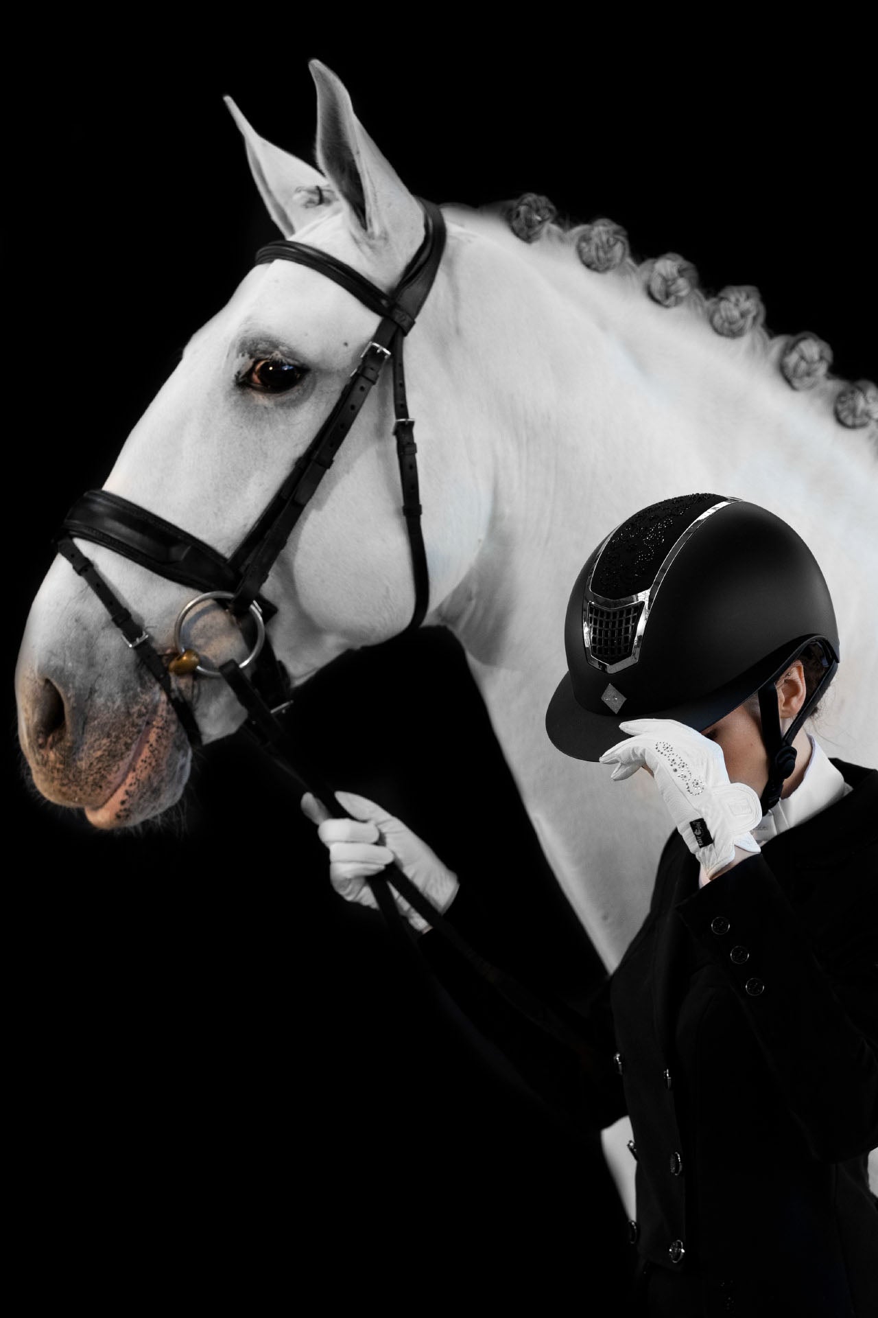 Fair Play "Quantinum Chic" Crystal Top Wide Brim Riding Helmet - Fair Play - Equiluxe Tack