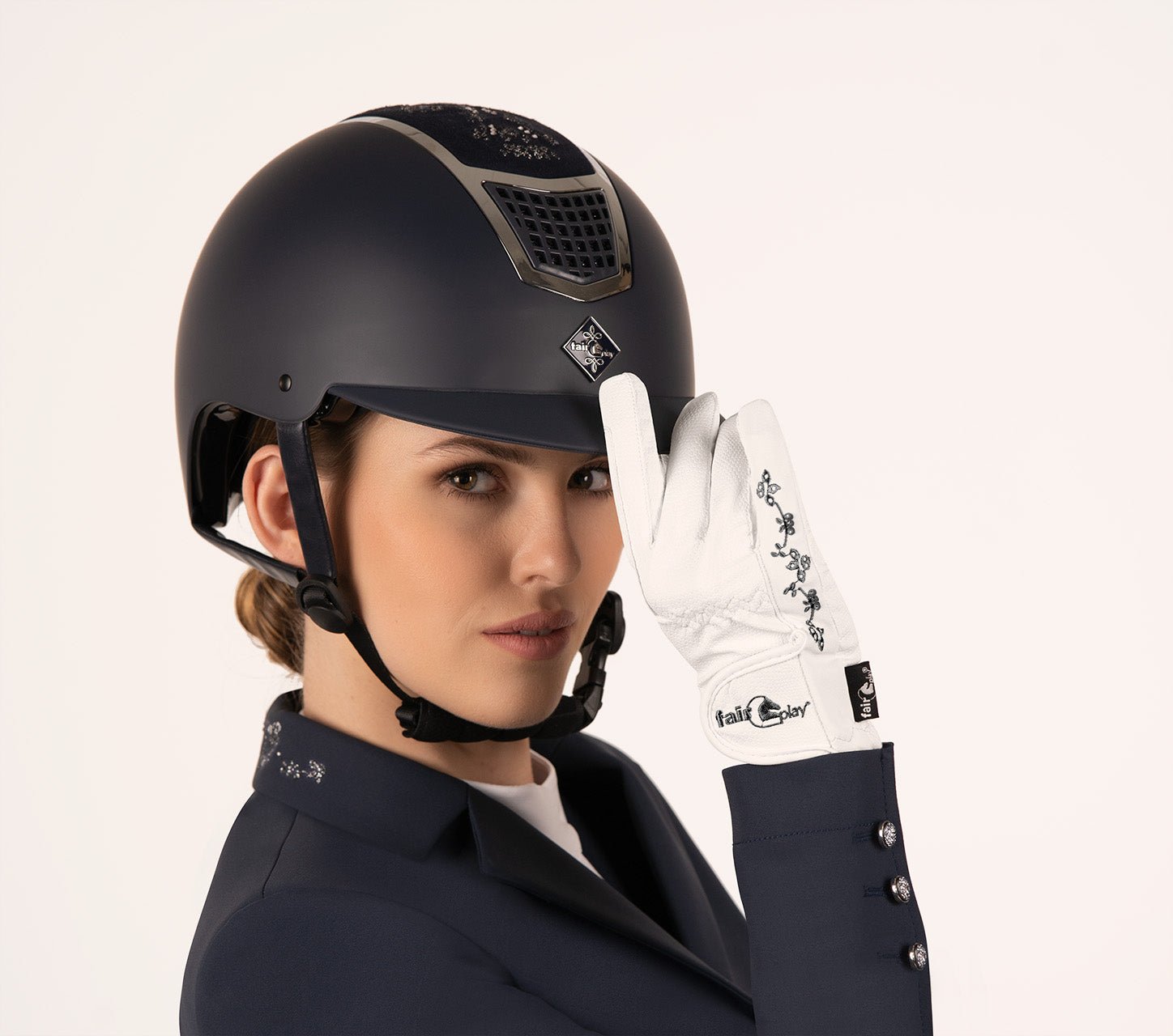 Fair Play "Quantinum" Fleur Floral Crystal Riding Helmet - Fair Play - Equiluxe Tack