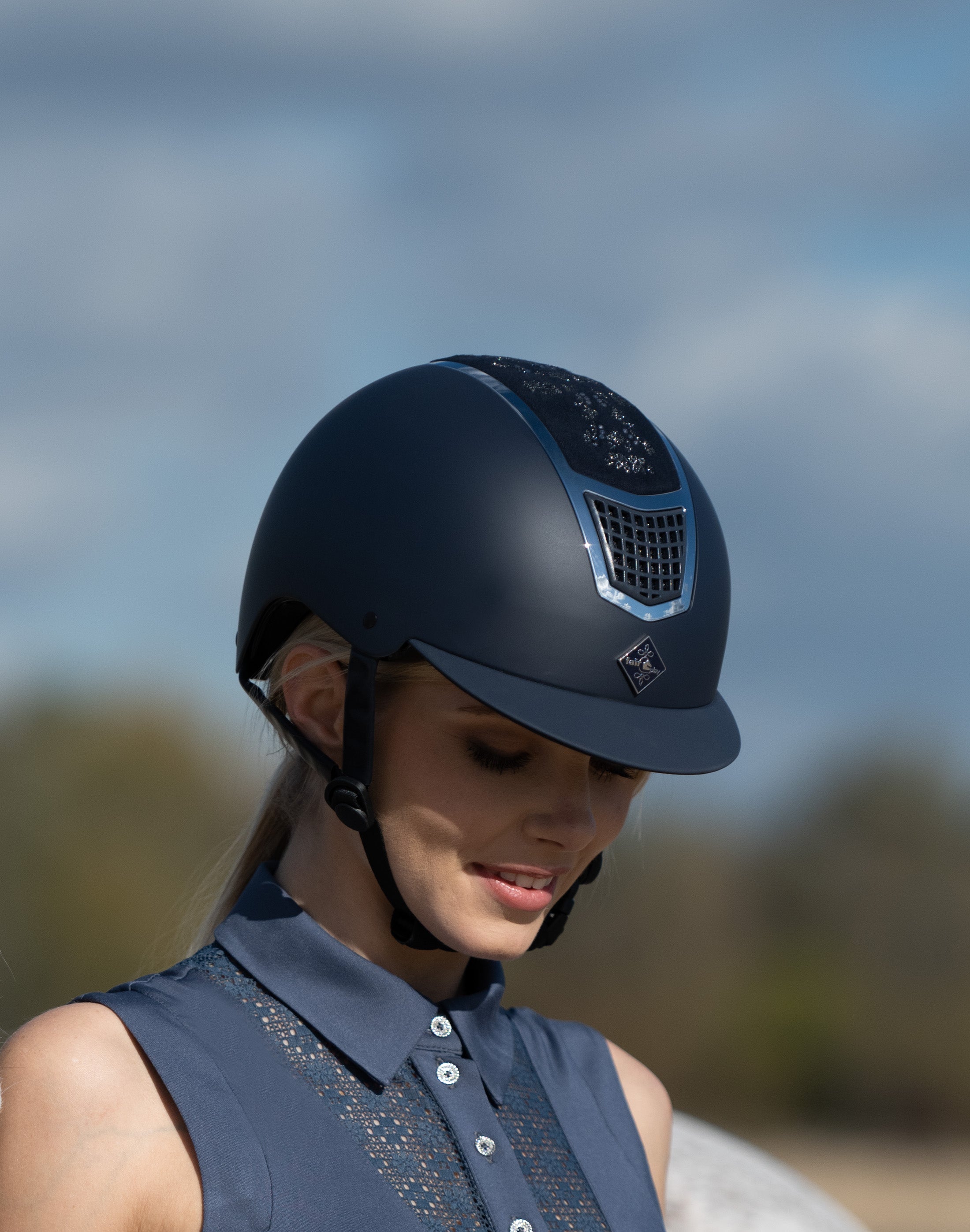 Fair Play "Quantinum" Fleur Floral Crystal Riding Helmet - Fair Play - Equiluxe Tack