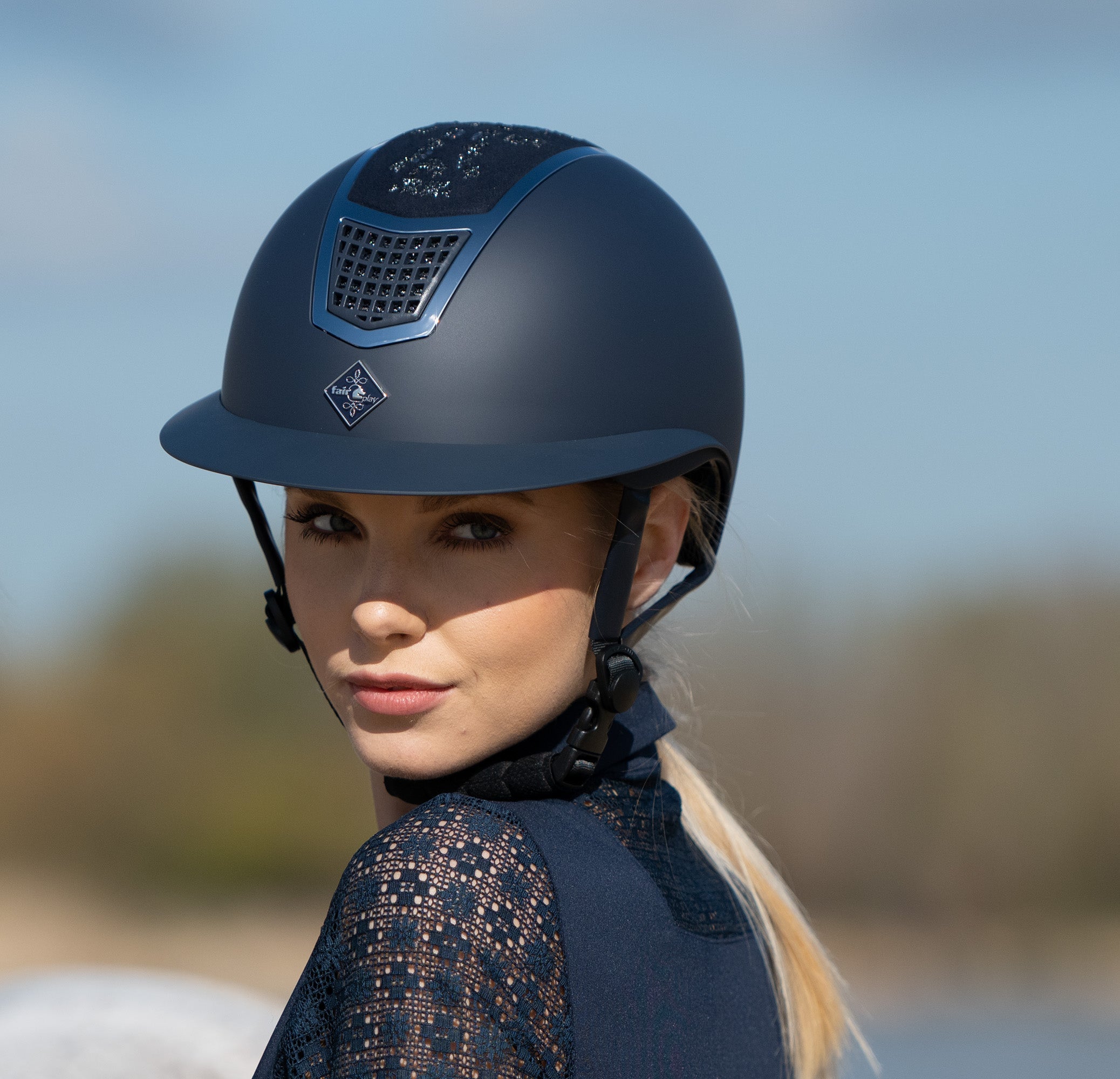 Fair Play "Quantinum" Fleur Floral Crystal Riding Helmet - Fair Play - Equiluxe Tack