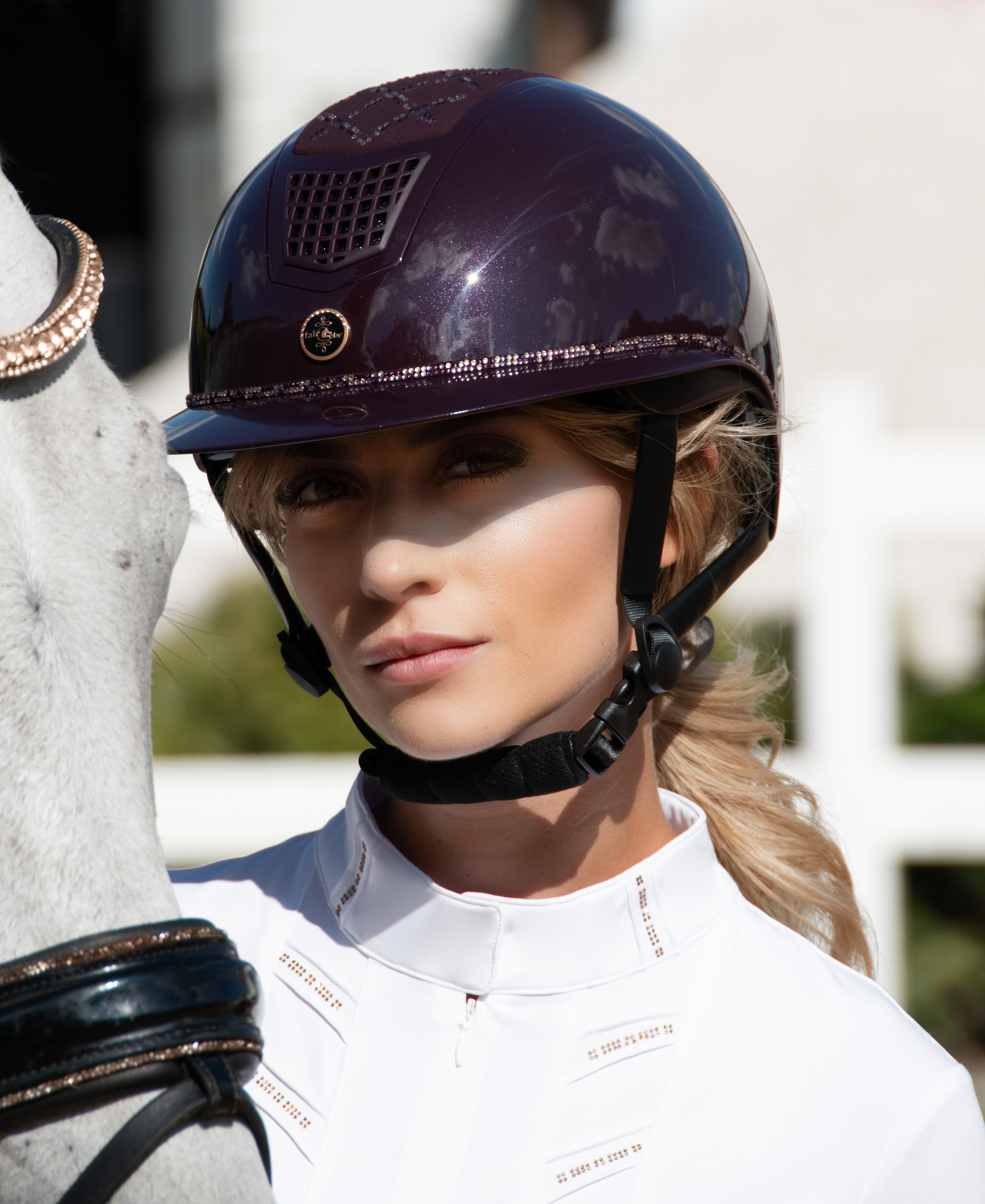 Fair Play "Quantinum Spotlight" Shiny Wide Brim Riding Helmet - Rose Gold - Fair Play - Equiluxe Tack