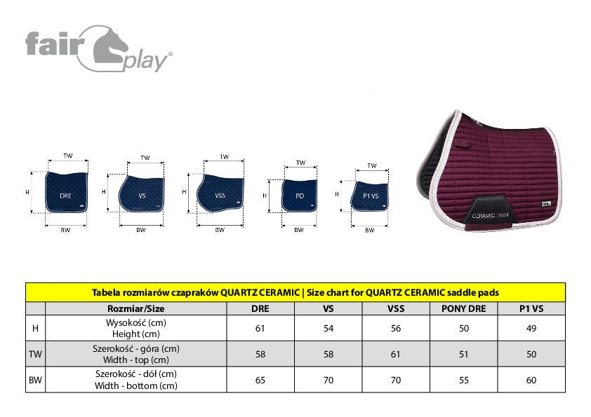 Fair Play "Quartz Ceramic" Black Saddle Pad - Jump, Close Contact & Dressage - Fair Play - Equiluxe Tack