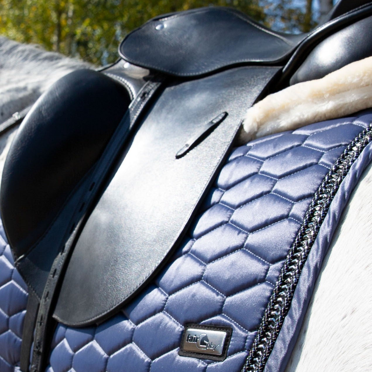 Fair Play Steel Blue "Hexagon Arrow" Jump & Dressage Saddle Pad - Fair Play - Equiluxe Tack