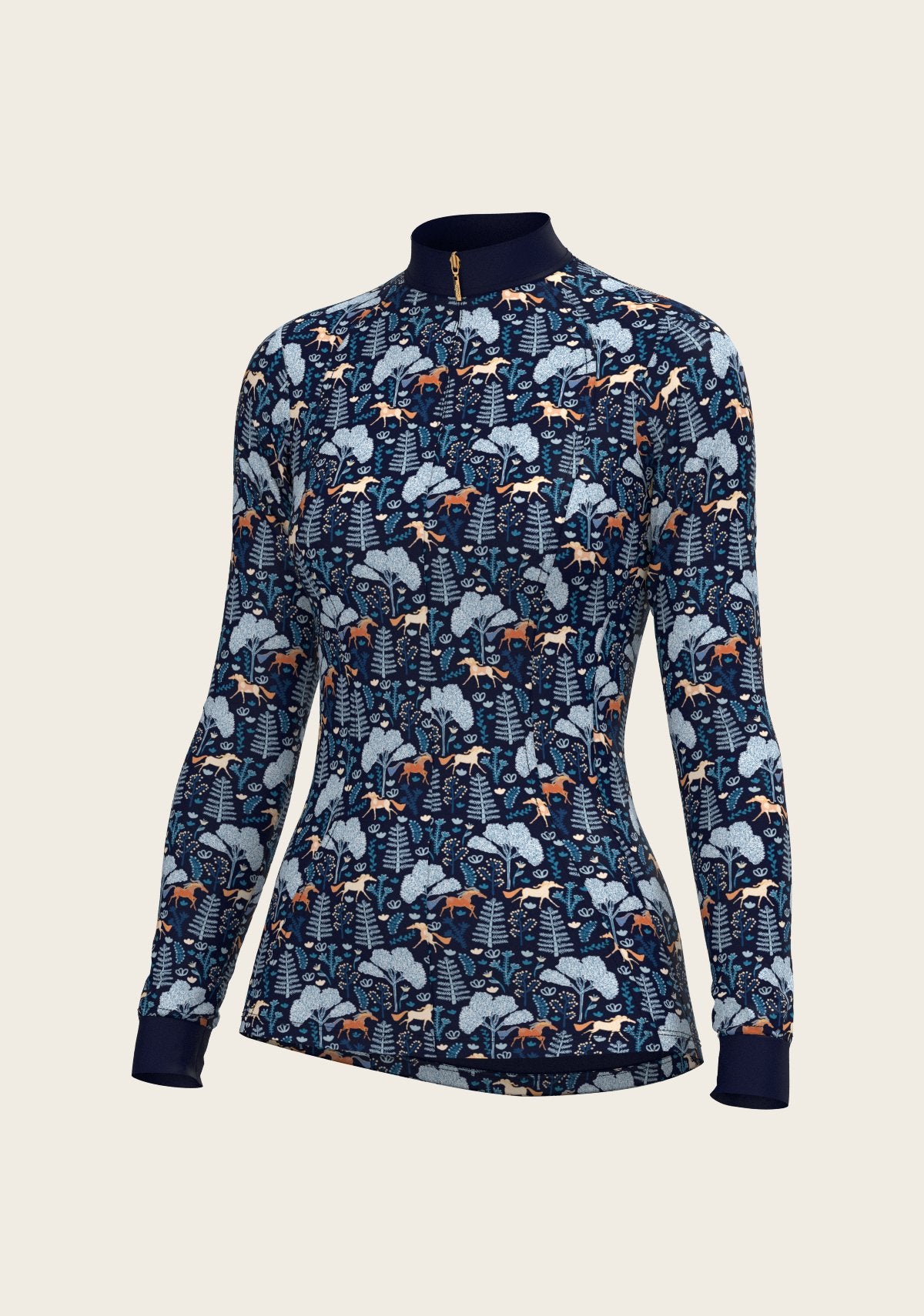  Forest on Navy Quarter Zip Sun Shirt - Espoir Equestrian - Equiluxe Tack