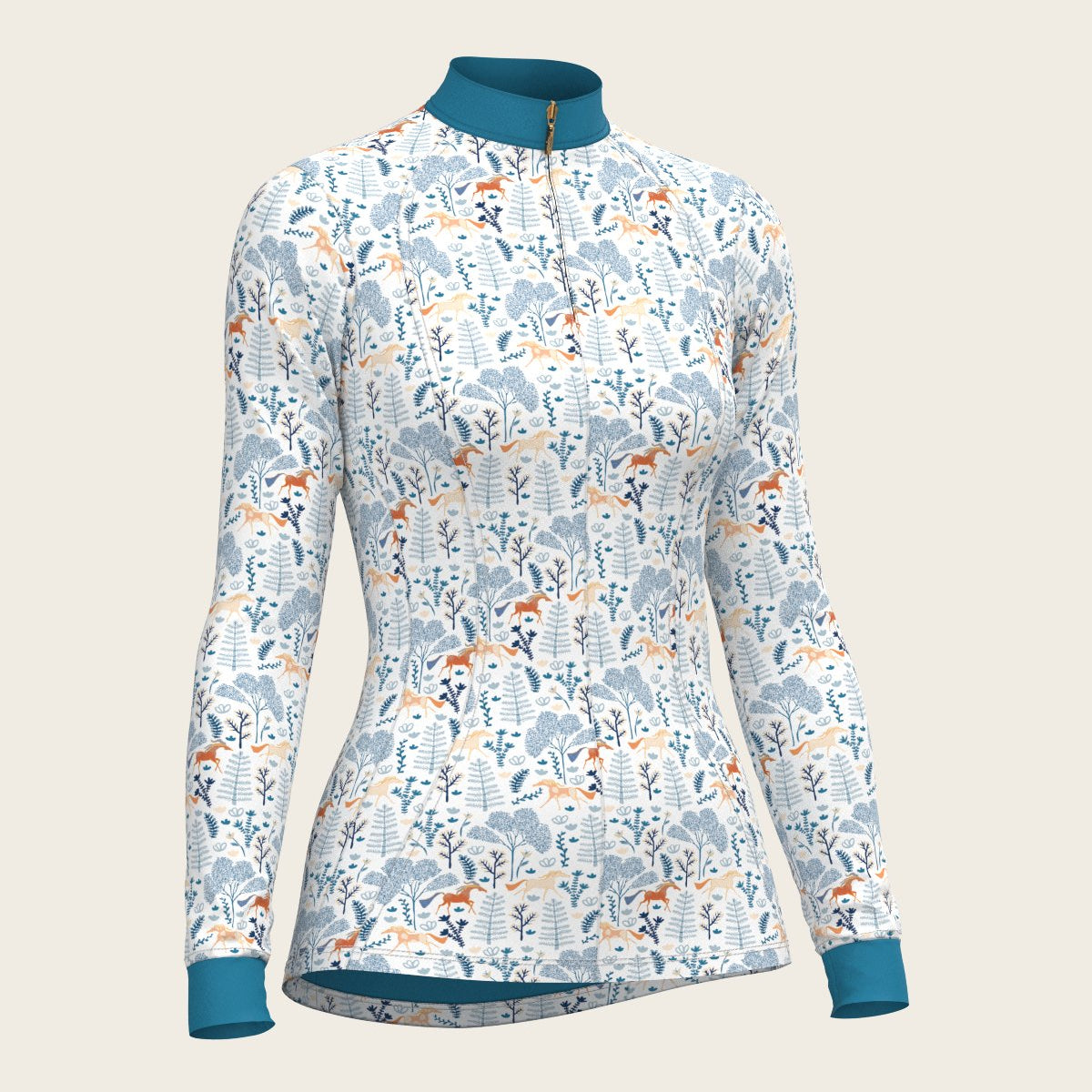  Forest on White Quarter Zip Sun Shirt - Espoir Equestrian - Equiluxe Tack