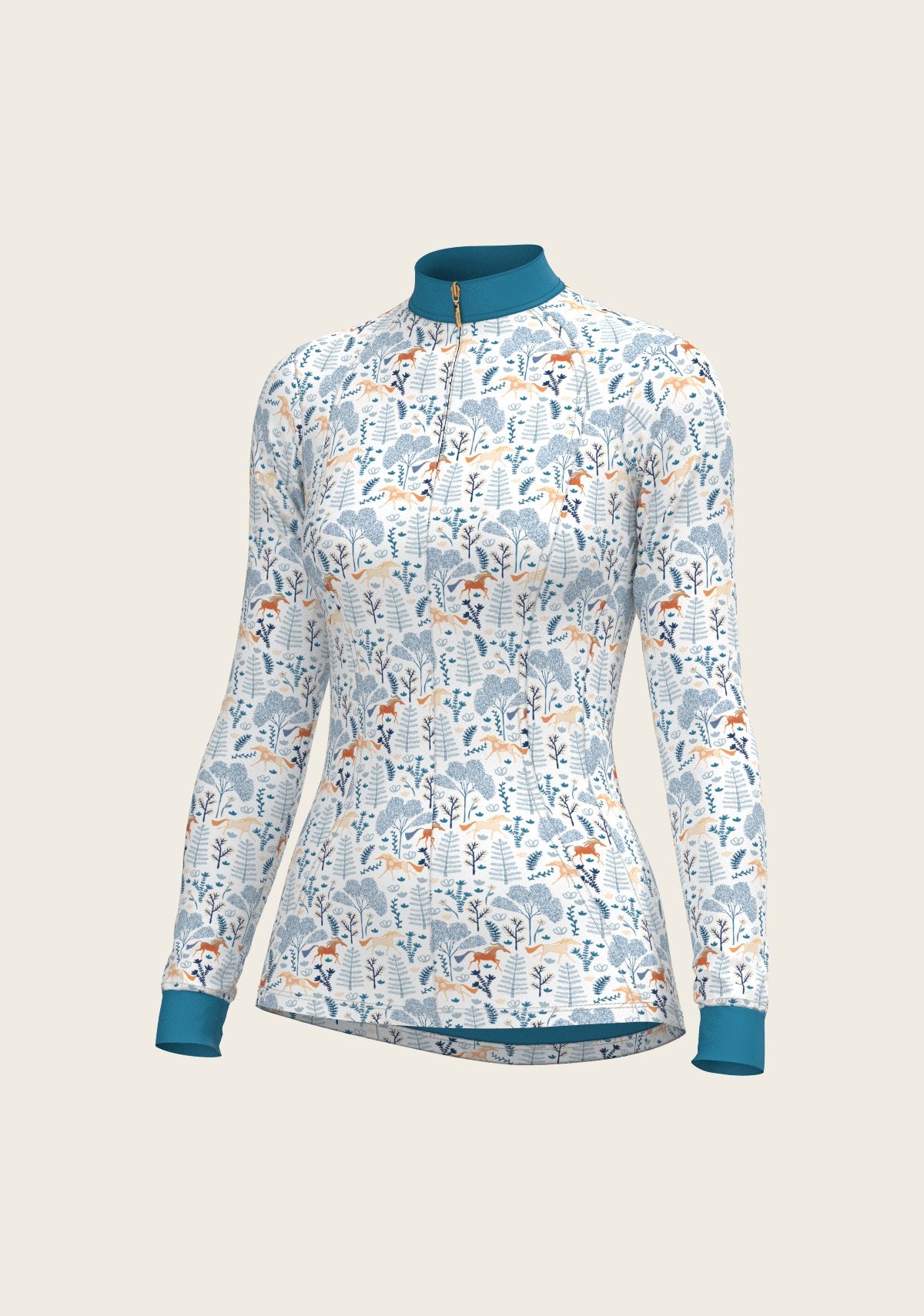  Forest on White Quarter Zip Sun Shirt - Espoir Equestrian - Equiluxe Tack