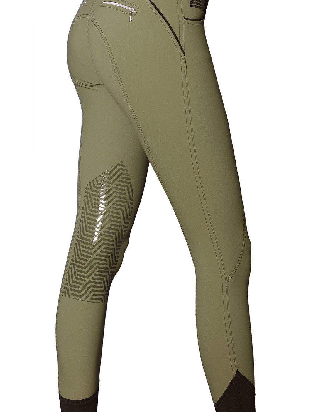 GhoDho Aubrie Pro Meryl® Knee Patch Breeches - Olive - GhoDho - Equiluxe Tack